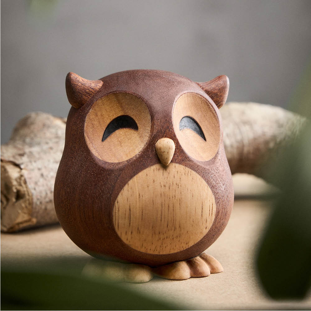 FableWood Villum uggla träfigur 8 cm gummiträ/sapele