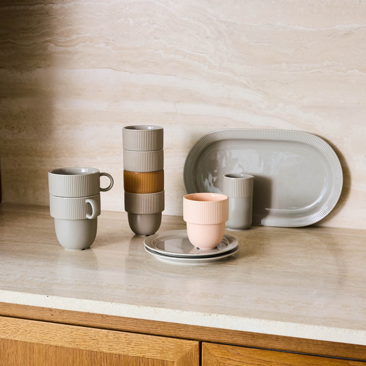 Sagaform Inka serveringsfat 34x20 cm beige