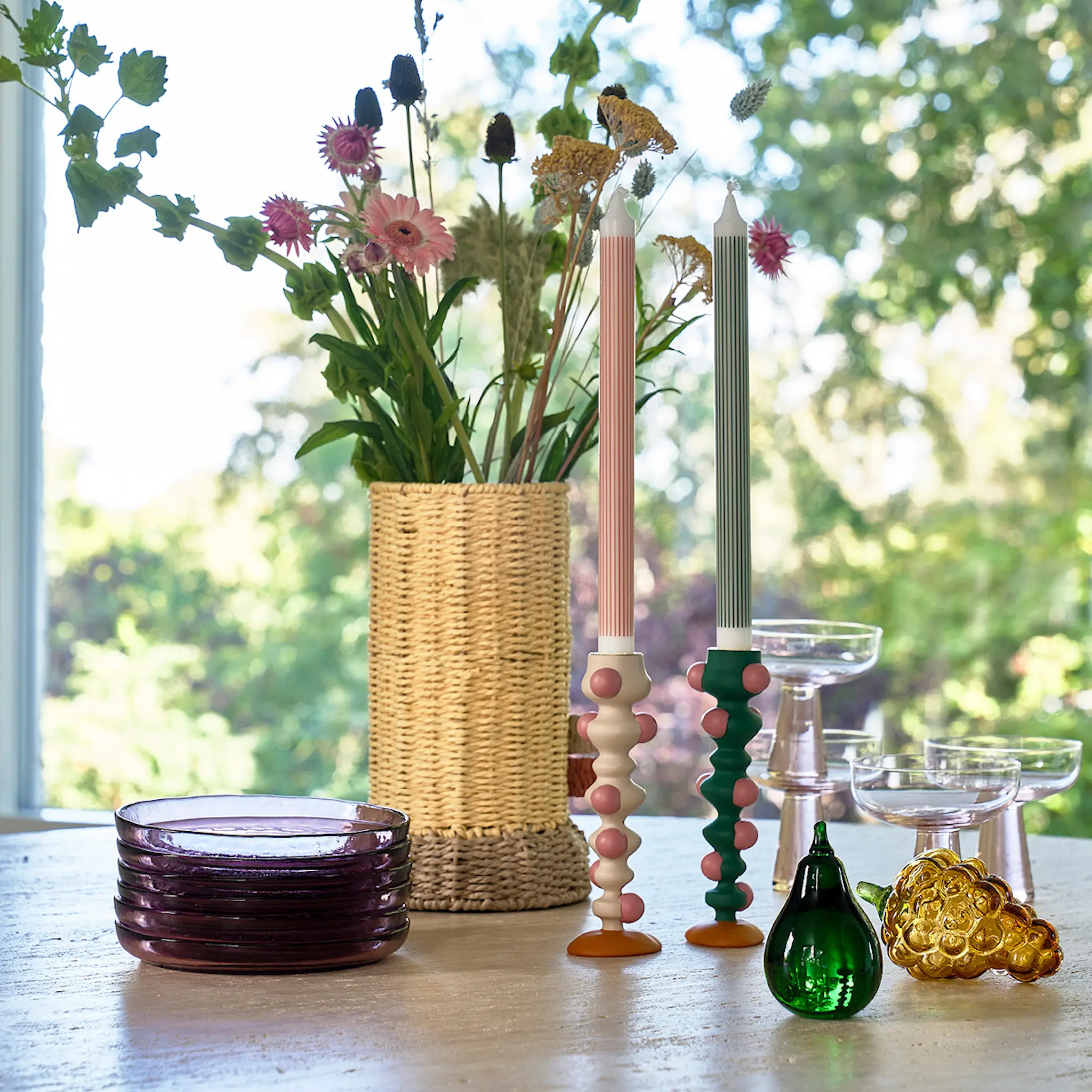 Villa Collection Styles Vas med glasbehållare 28 cm Ljusgul