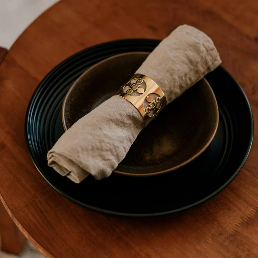 Hilke Anima Gemella Servettringar 5 cm 2-pack Mässing