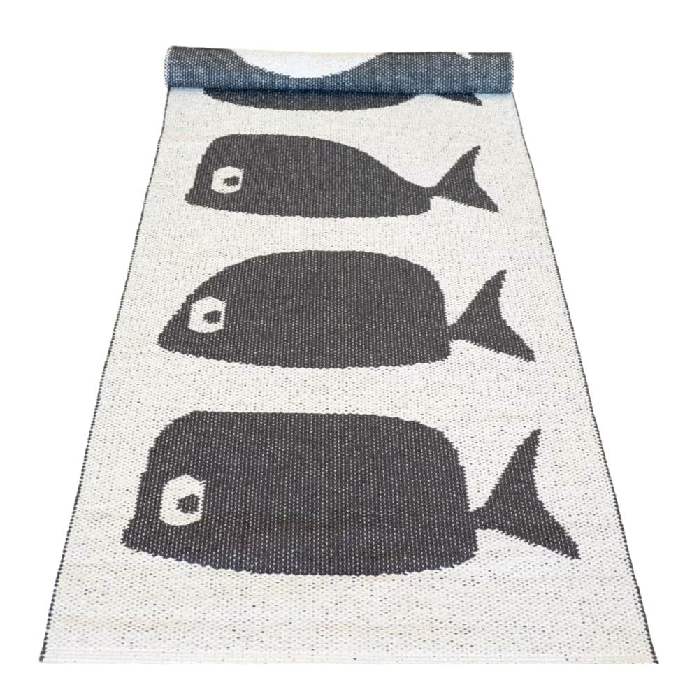 Rotor Design Gangteppe Whale 250x70 cm svart/hvit