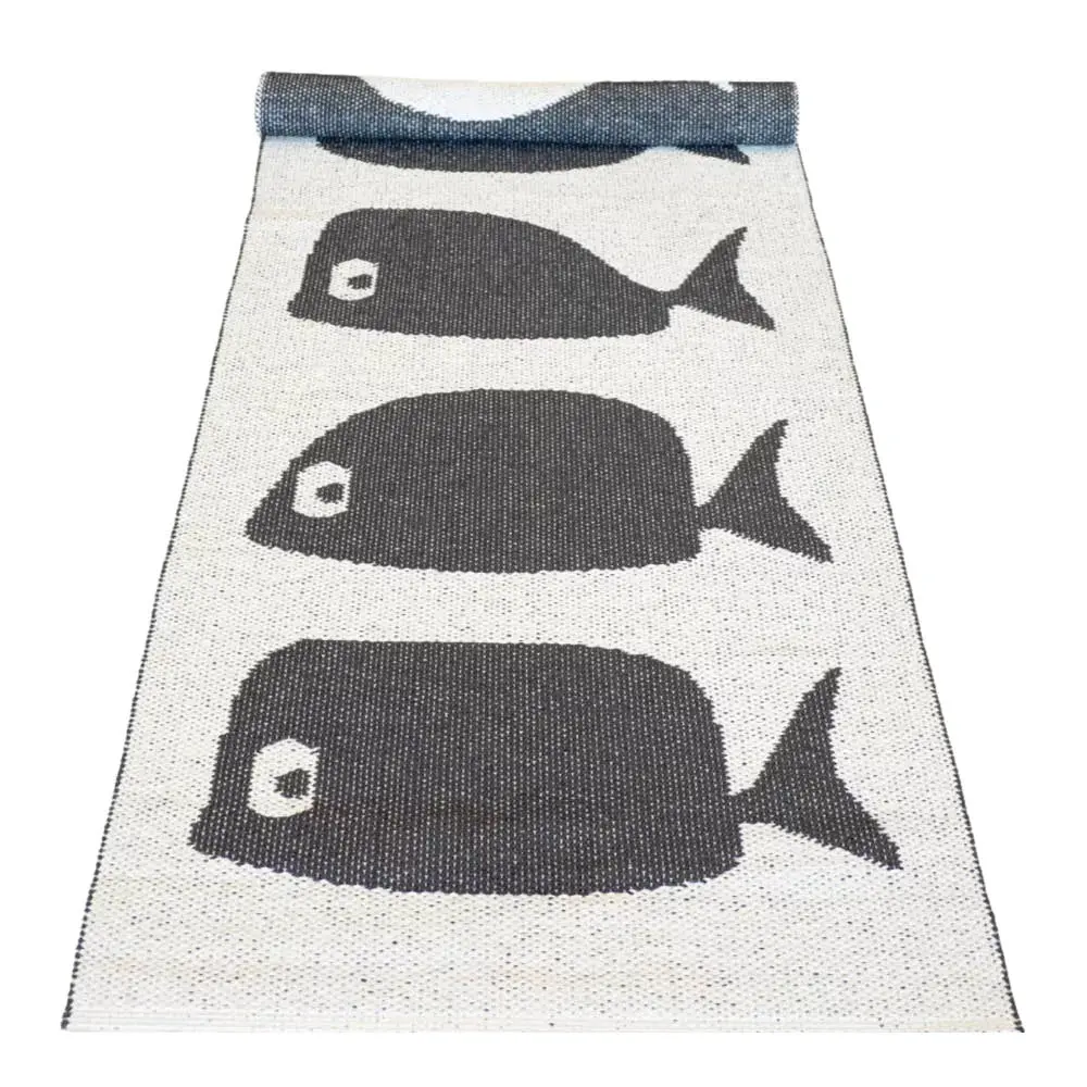 Gangteppe Whale 250x70 cm svart/hvit