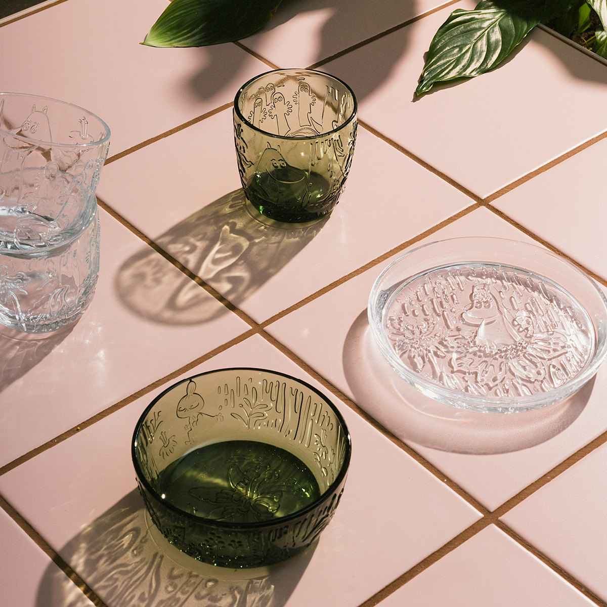 Moomin Arabia Mummi glass 28 cl 2 stk furugrønn