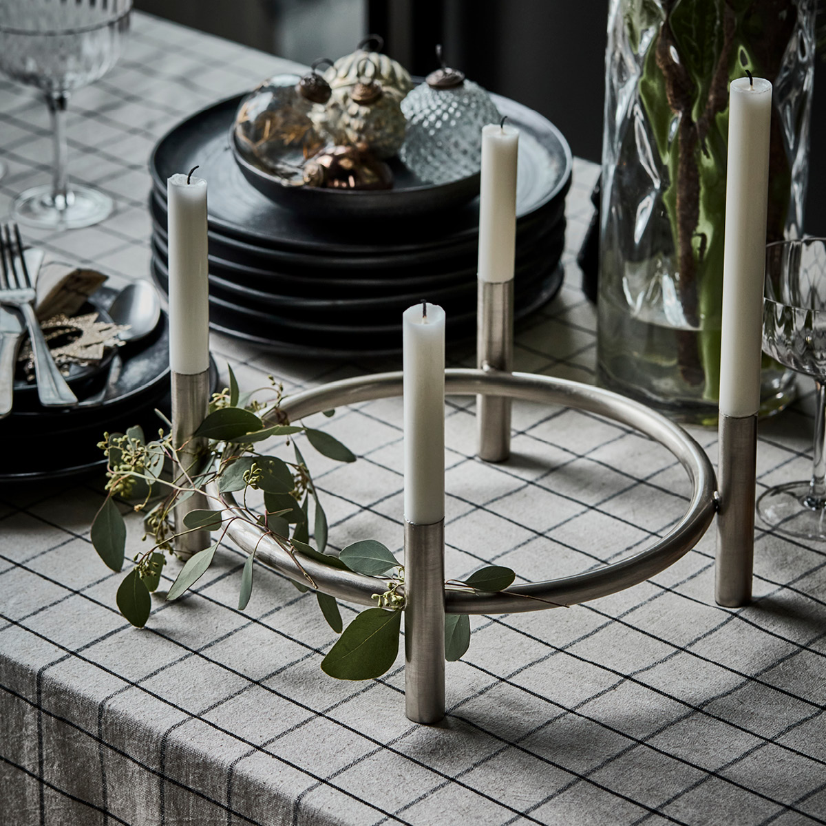 House Doctor Maxi adventsljusstake rund 30 cm antik silver