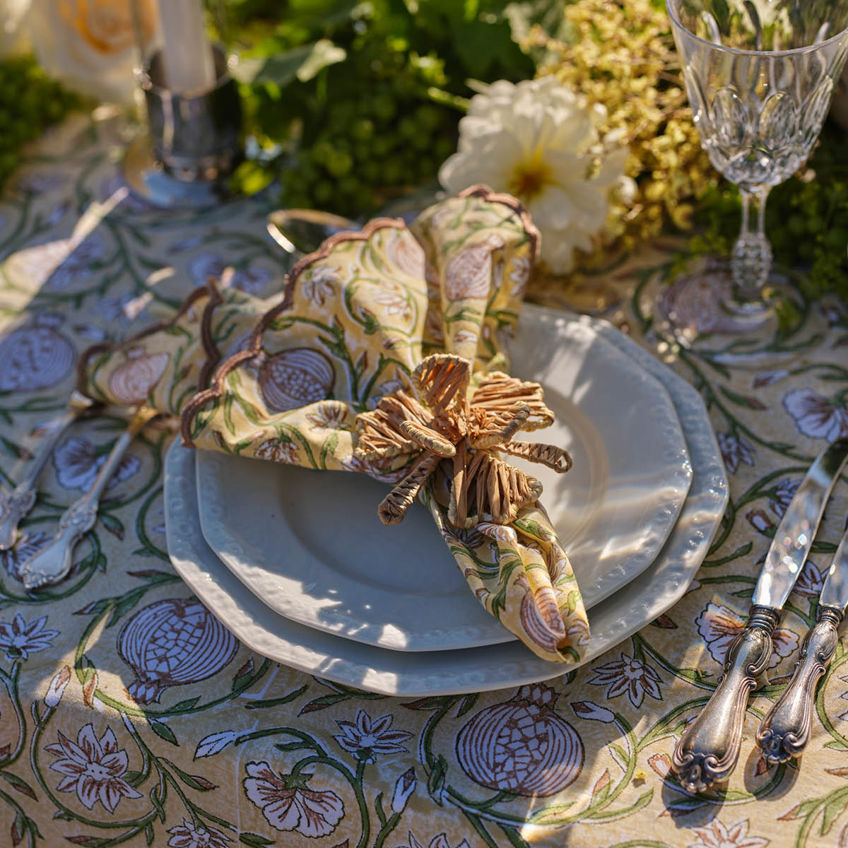 Chamois Tangier Pomegranate servett scallop 50x50 4-pack butter yellow