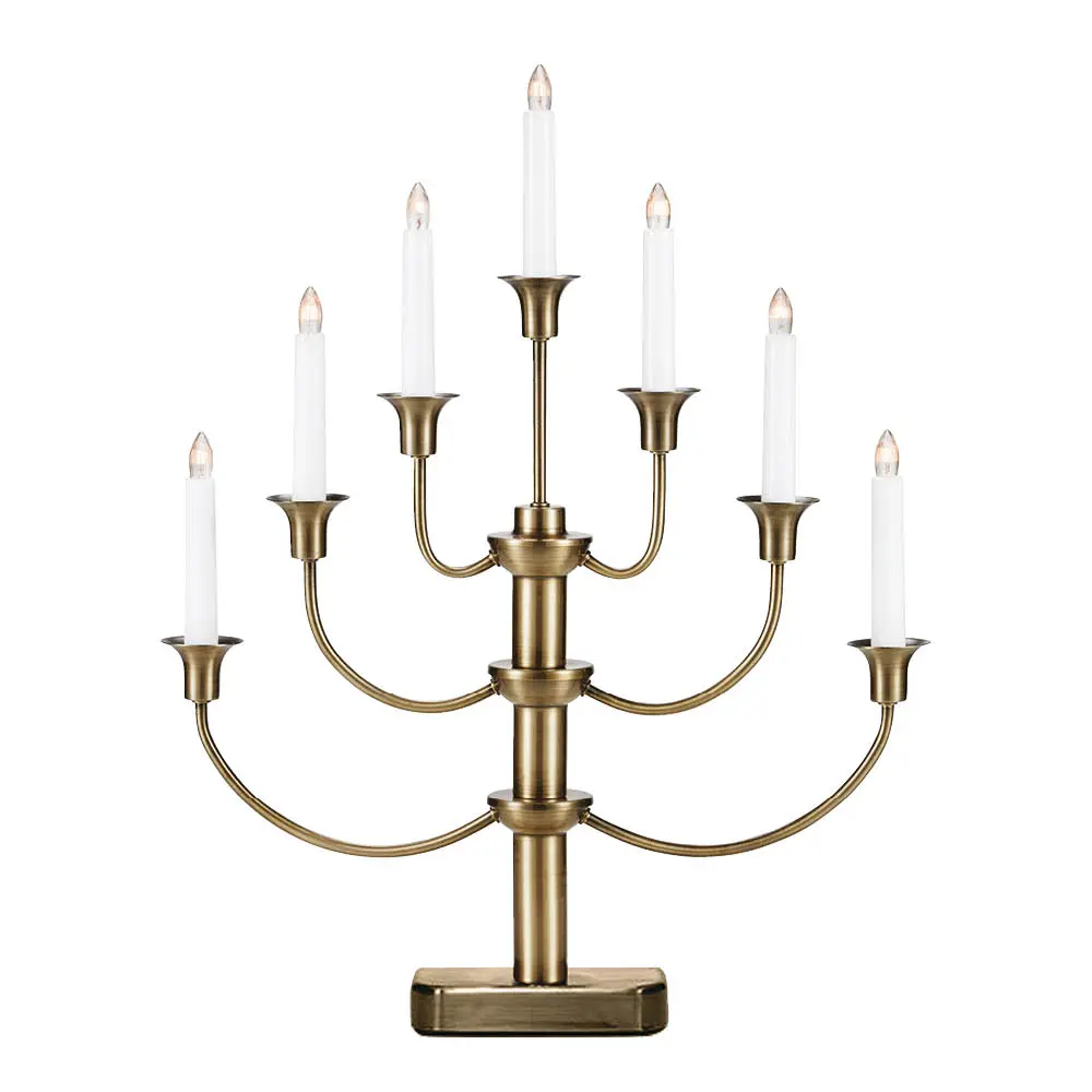Gylling adventtikynttelikkö 7 lamppua 53 cm antiikkimessinki