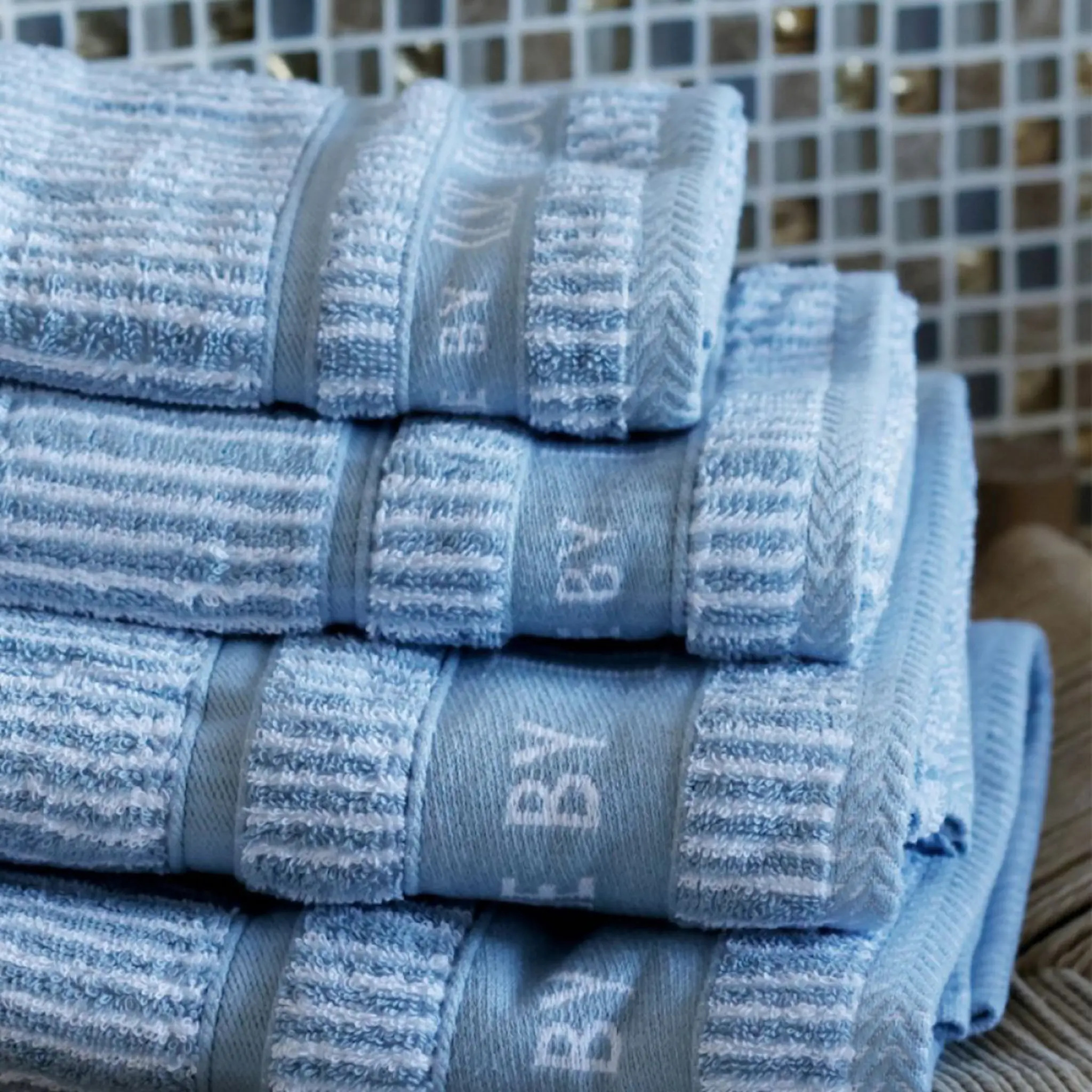 Home by Ilse Jacobsen Bath Collection handduk 50x100 cm 2-pack powder blue stripes