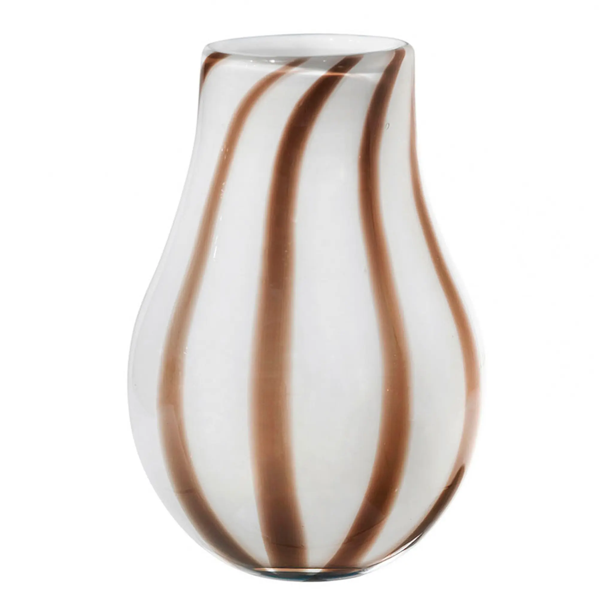 Broste Copenhagen Ada Stripe Vas 22,5 cm Brun/Vit