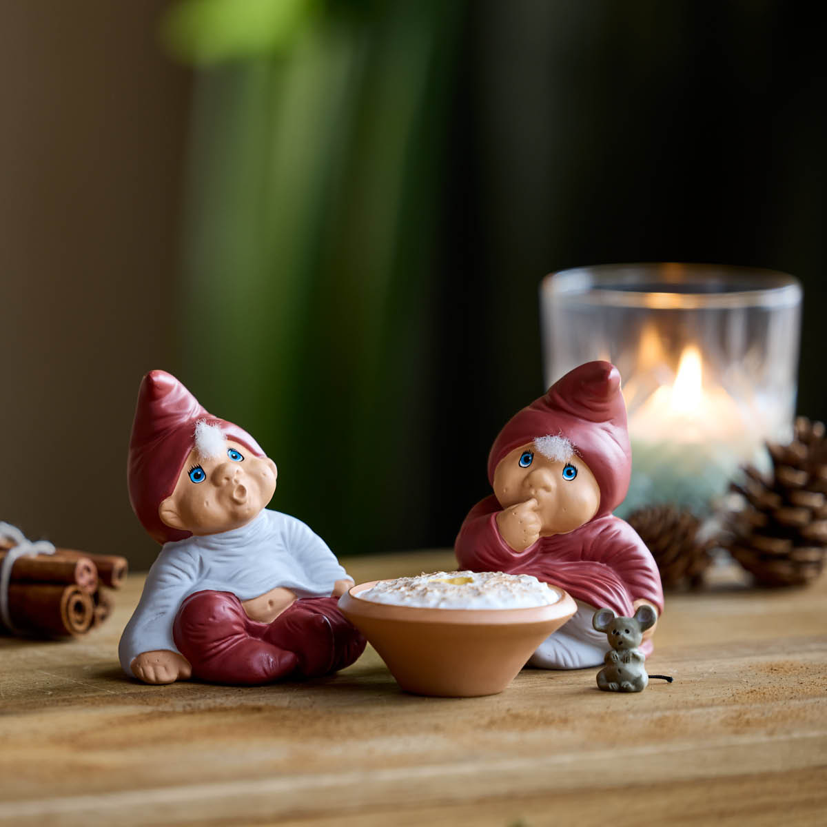 Klarborg Tomtarna Maja & Nicolai med gröt & mus 11,4 cm