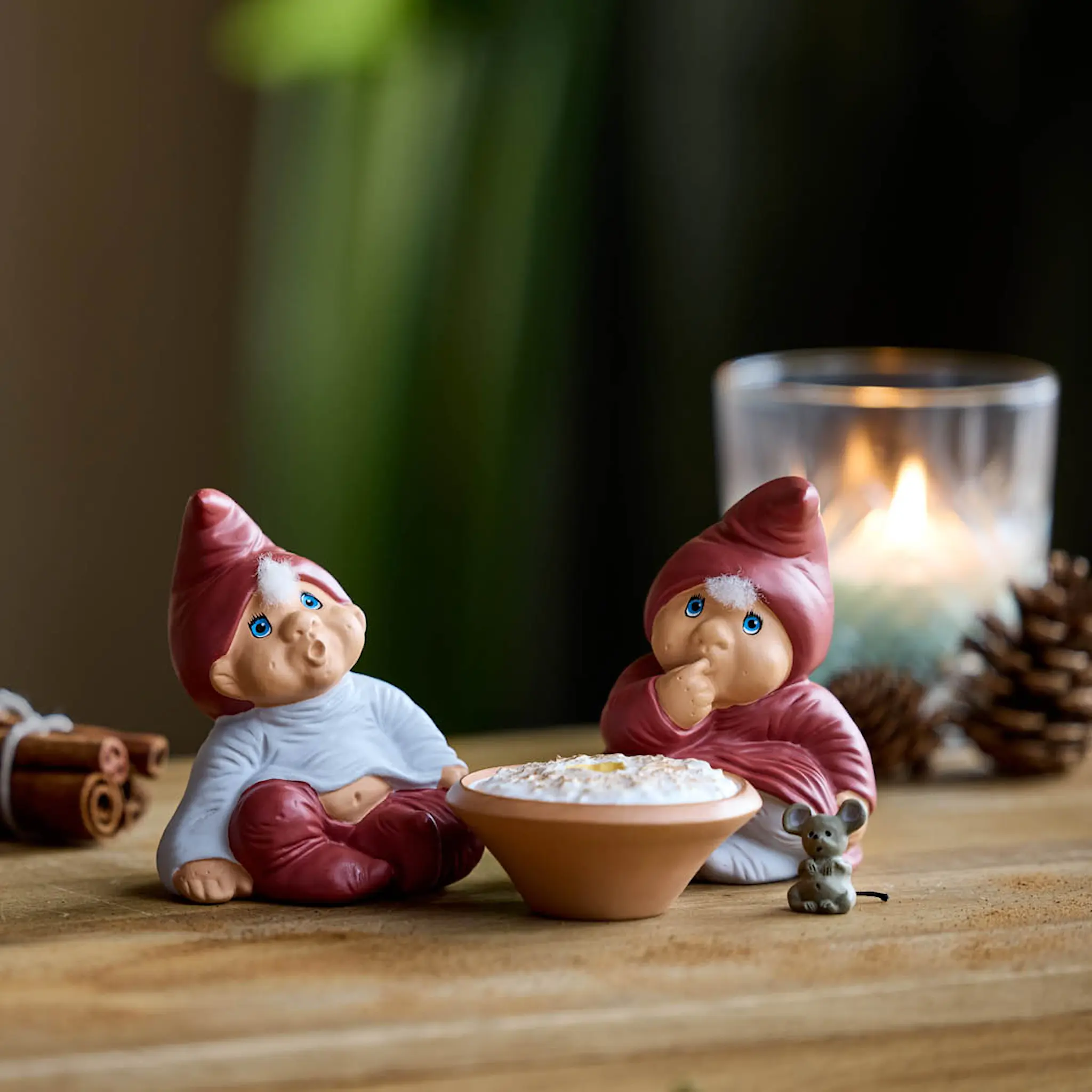 Klarborg Tomtarna Maja & Nicolai med gröt & mus 11,4 cm