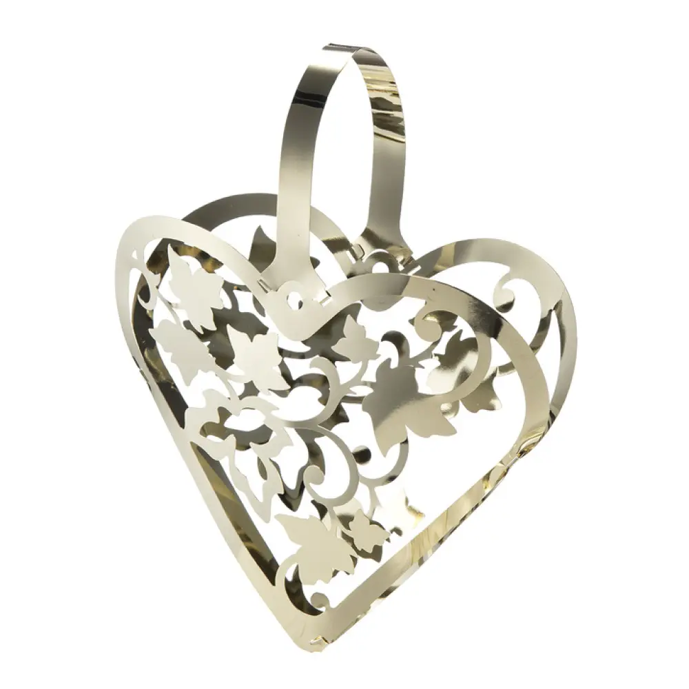 Istind ornament hjerte 12,5 cm gull