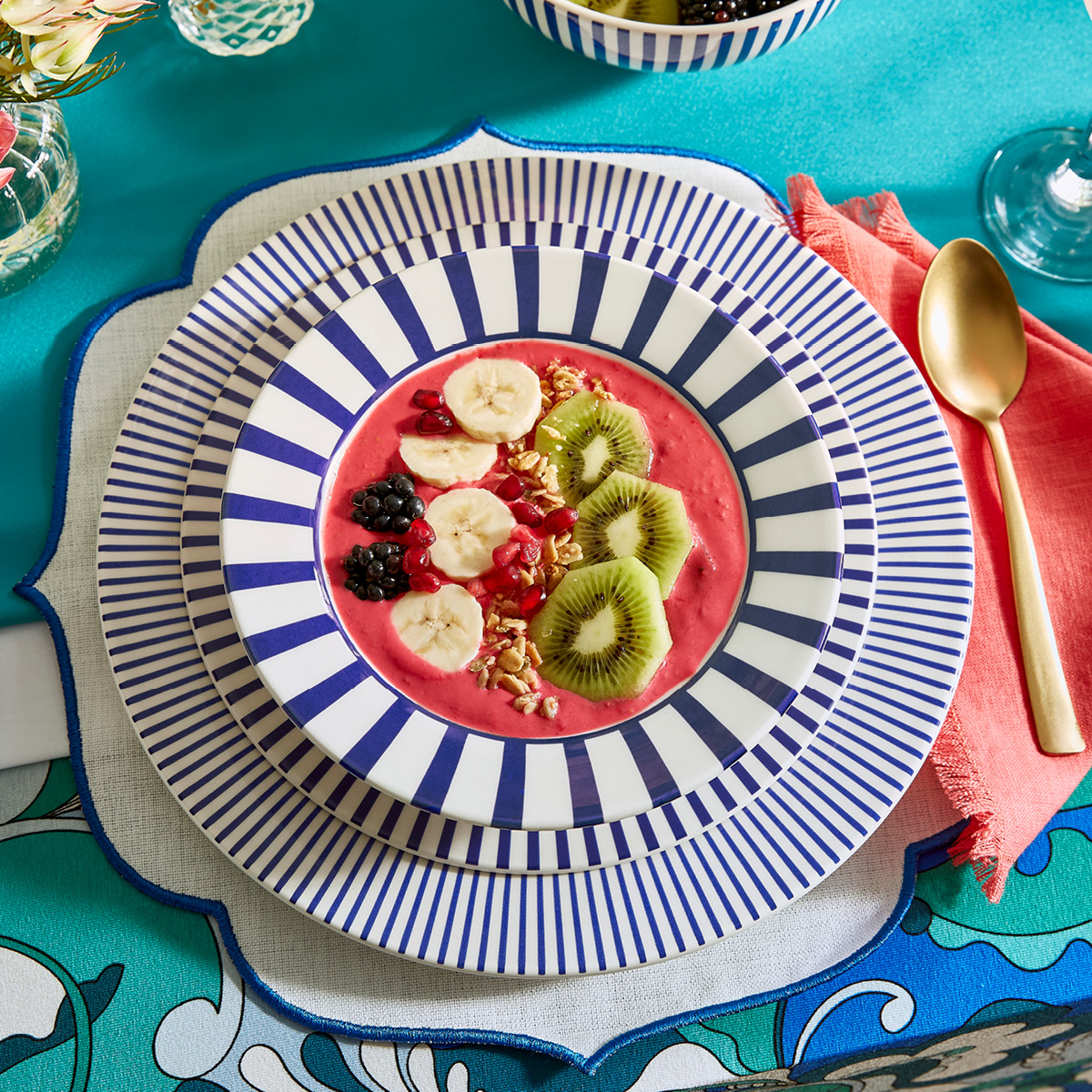 Spode Steccato skål 19 cm koboltblå