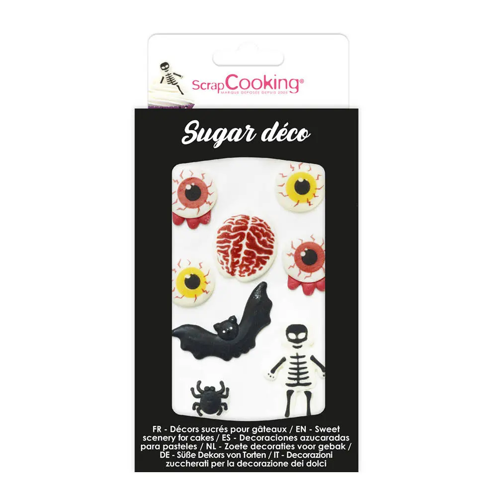 Halloween syötävät kakunkoristeet 8-pack musta/punainen/valkoinen