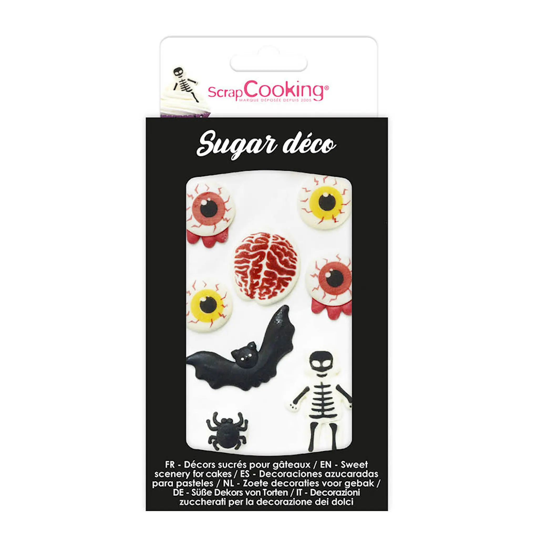 ScrapCooking Halloween ätbara tårtdekorationer 8-pack svart/röd/vit