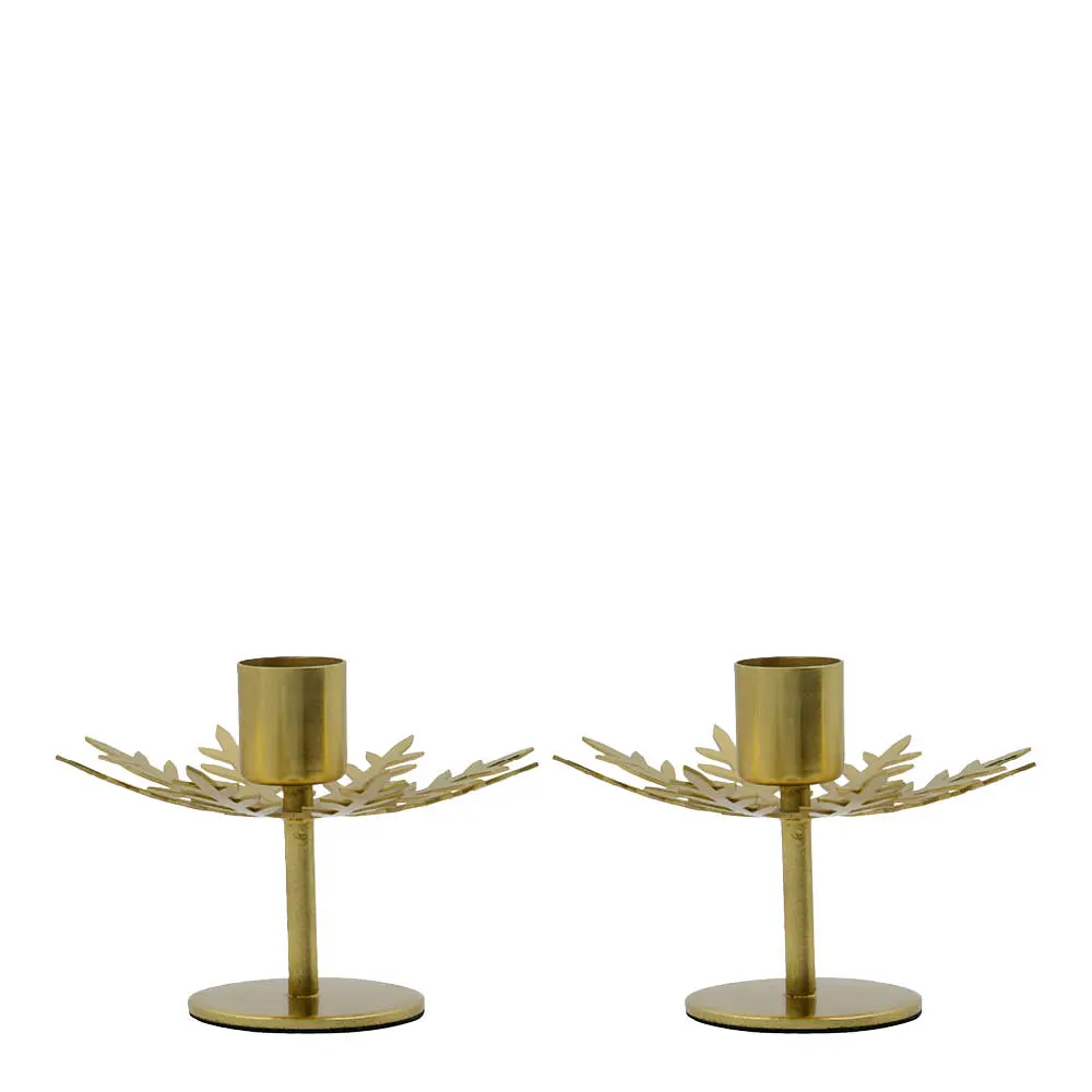 Snowflake lysestake i jern 2 stk antikk messing