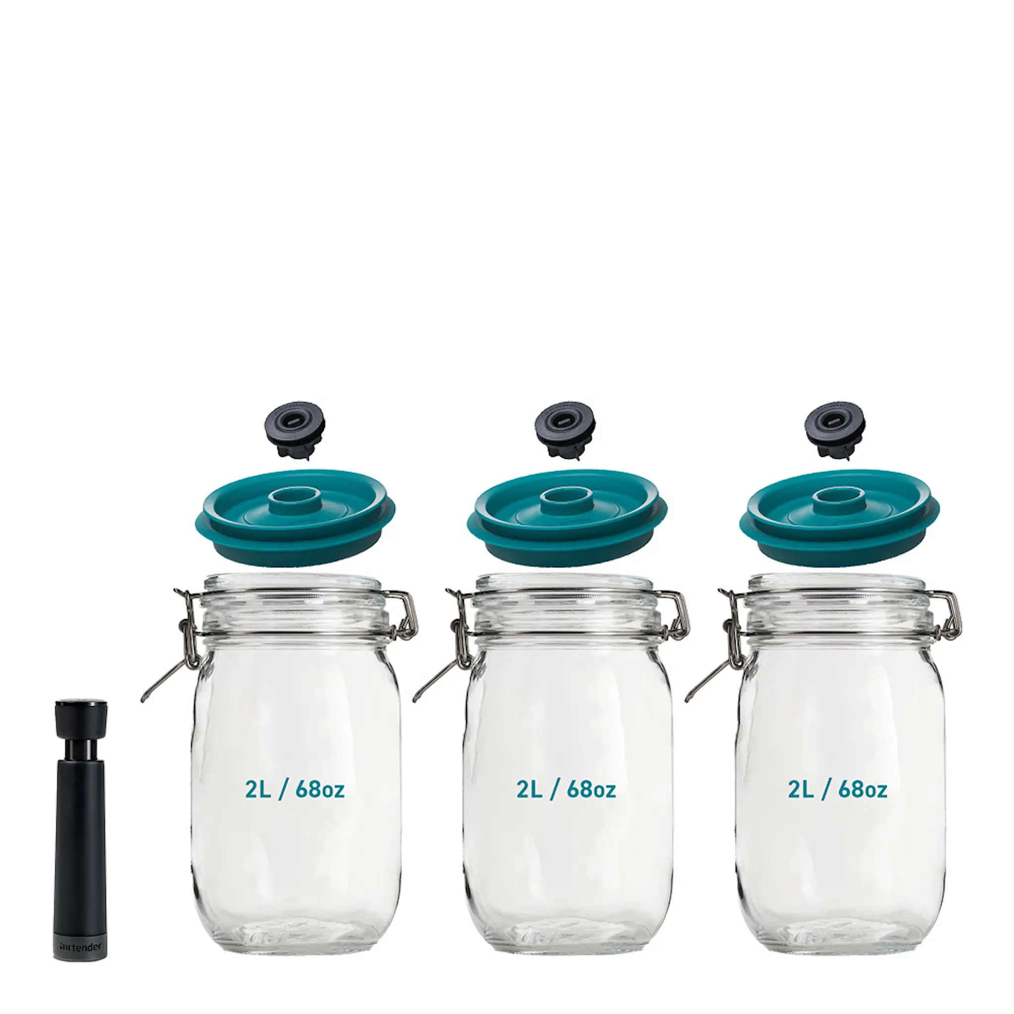 Airtender Vakuumförslutare burkar 3-pack 2 L grön