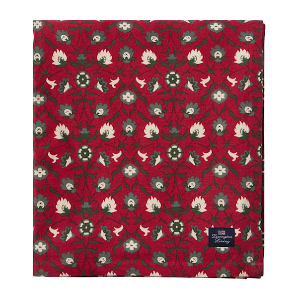 Duk bomull 180x180 cm blommig röd/beige/grön
