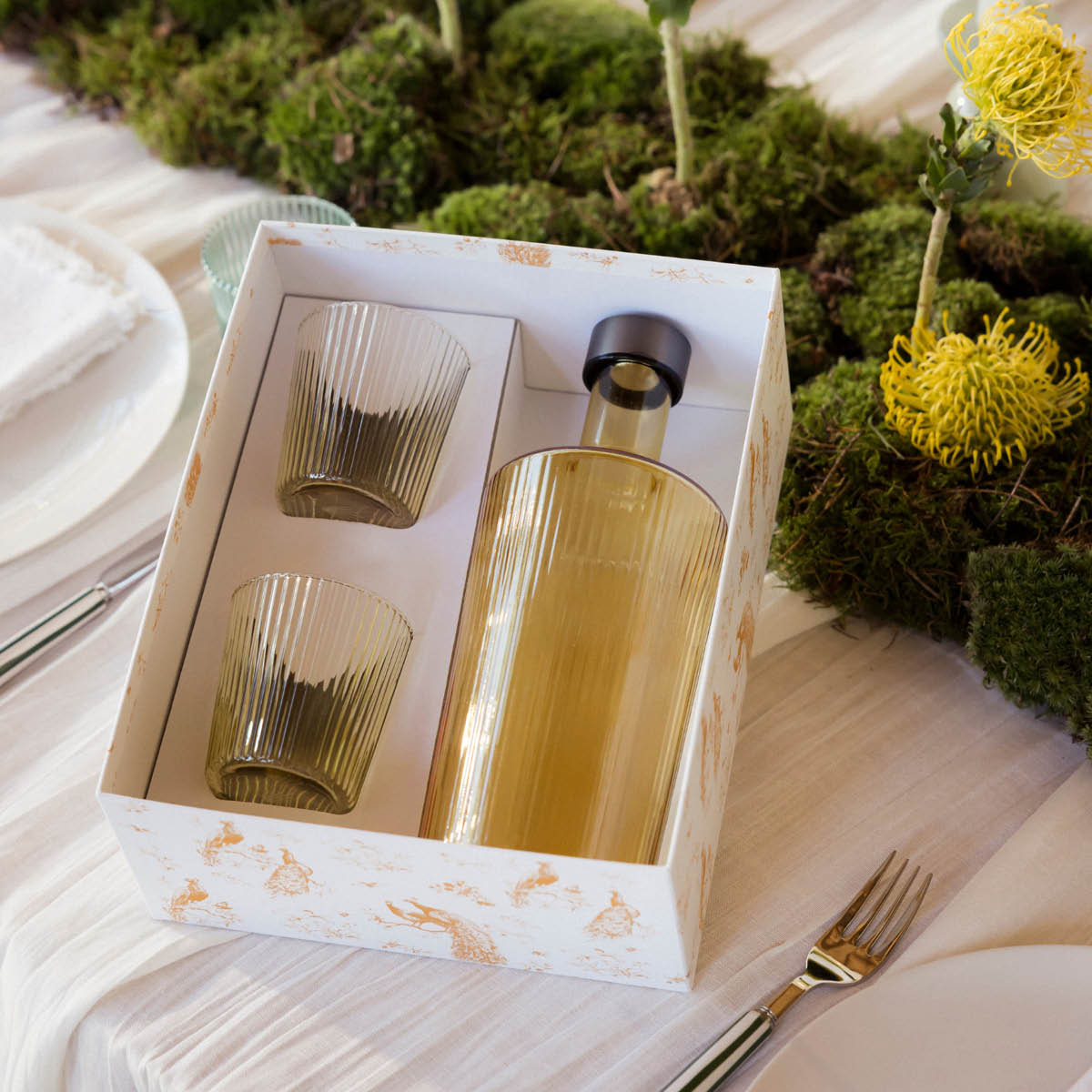 Paveau Ribbed Elegance gåvoset Cable 3 delar gul