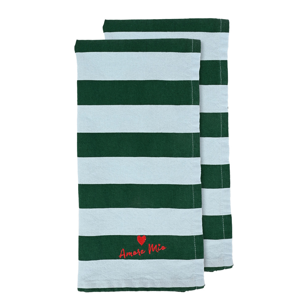 ByOn Love kökshandduk 50x70 cm 2-pack grön/ljusblå