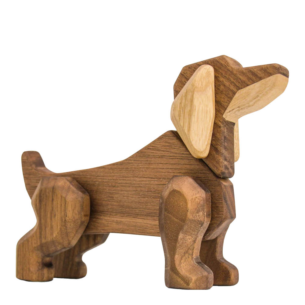 FableWood - Puufiguuri Mäyräkoira 11 cm Pähkinä/Saarni