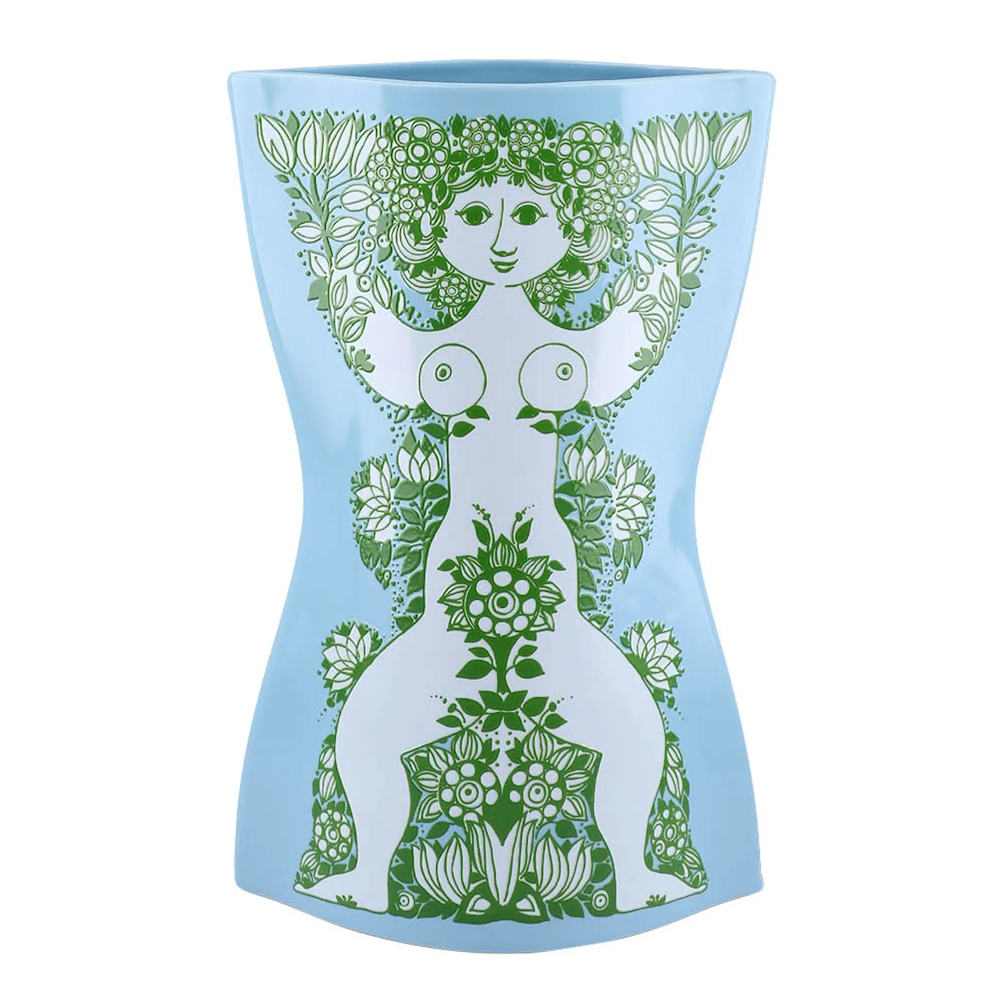 Bjørn Wiinblad Nina vas 28,5 cm ljusblå/grön