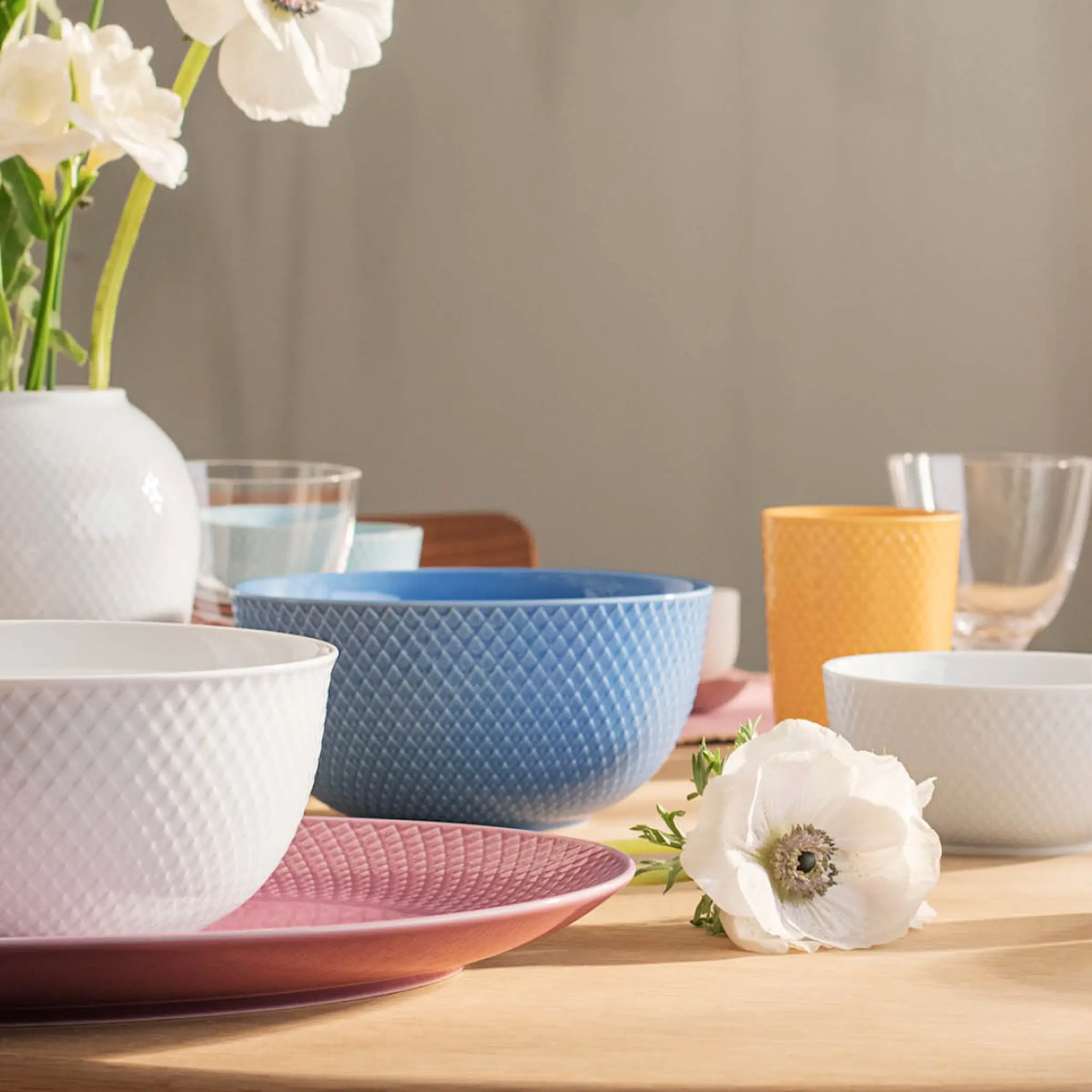 Lyngby Porcelæn Rhombe color Serveringsskål 17,5 cm Blå