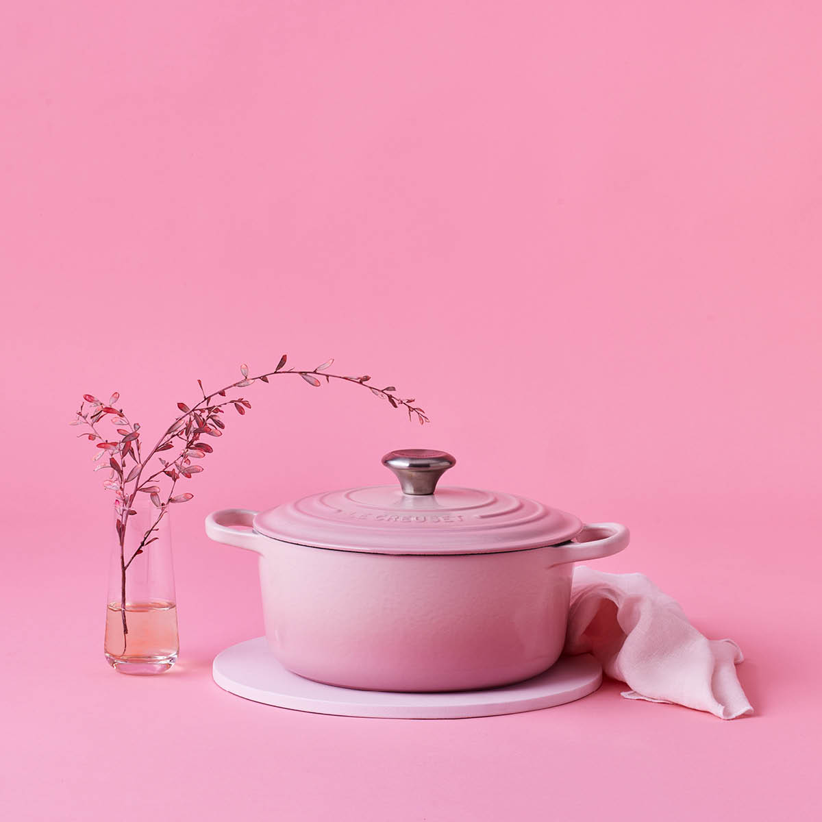 Le Creuset Signature Gjutjärnsgryta rund 24 cm 4,2 L Shell Pink