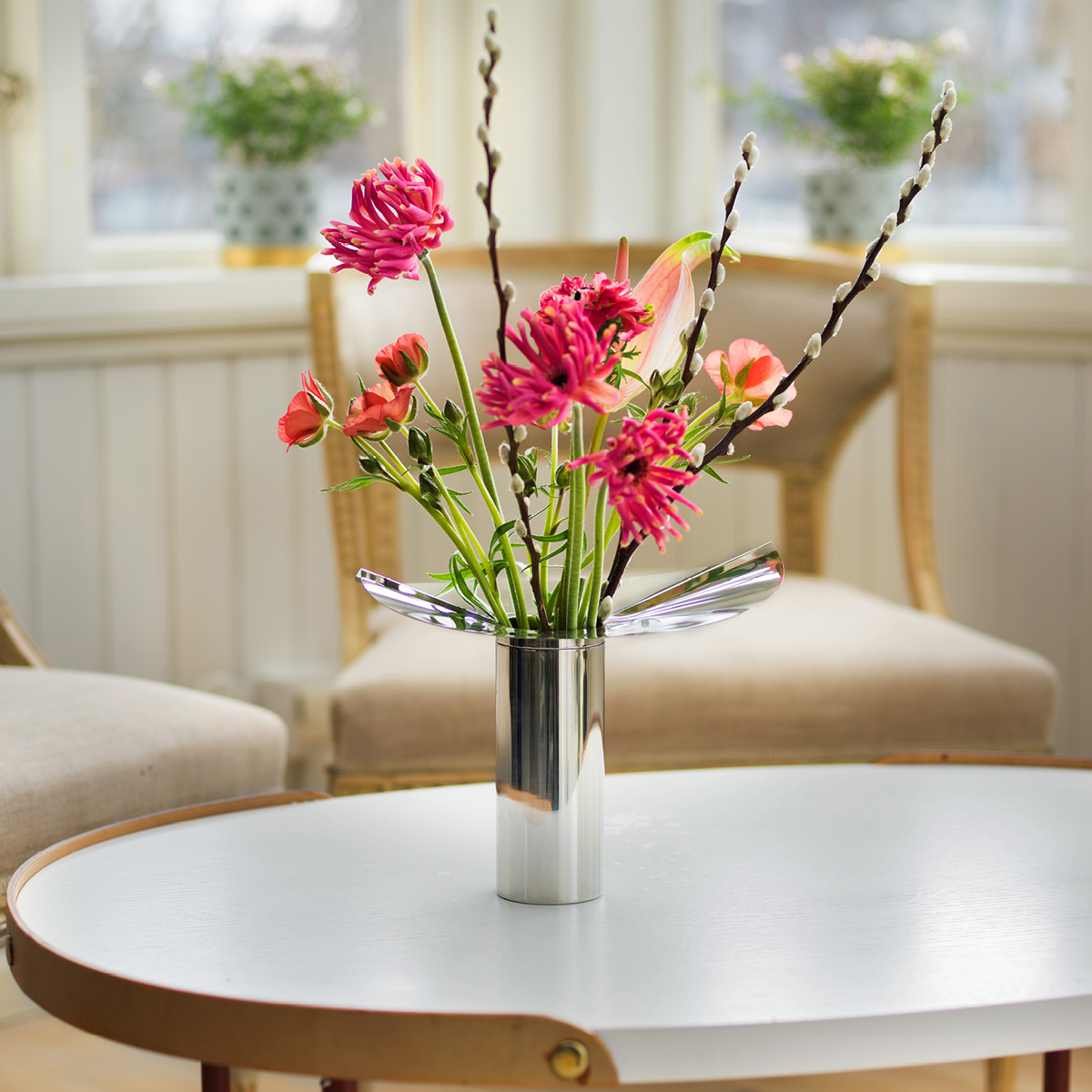 Klong Löv vase/lysestake 24,5x22,5 cm stål