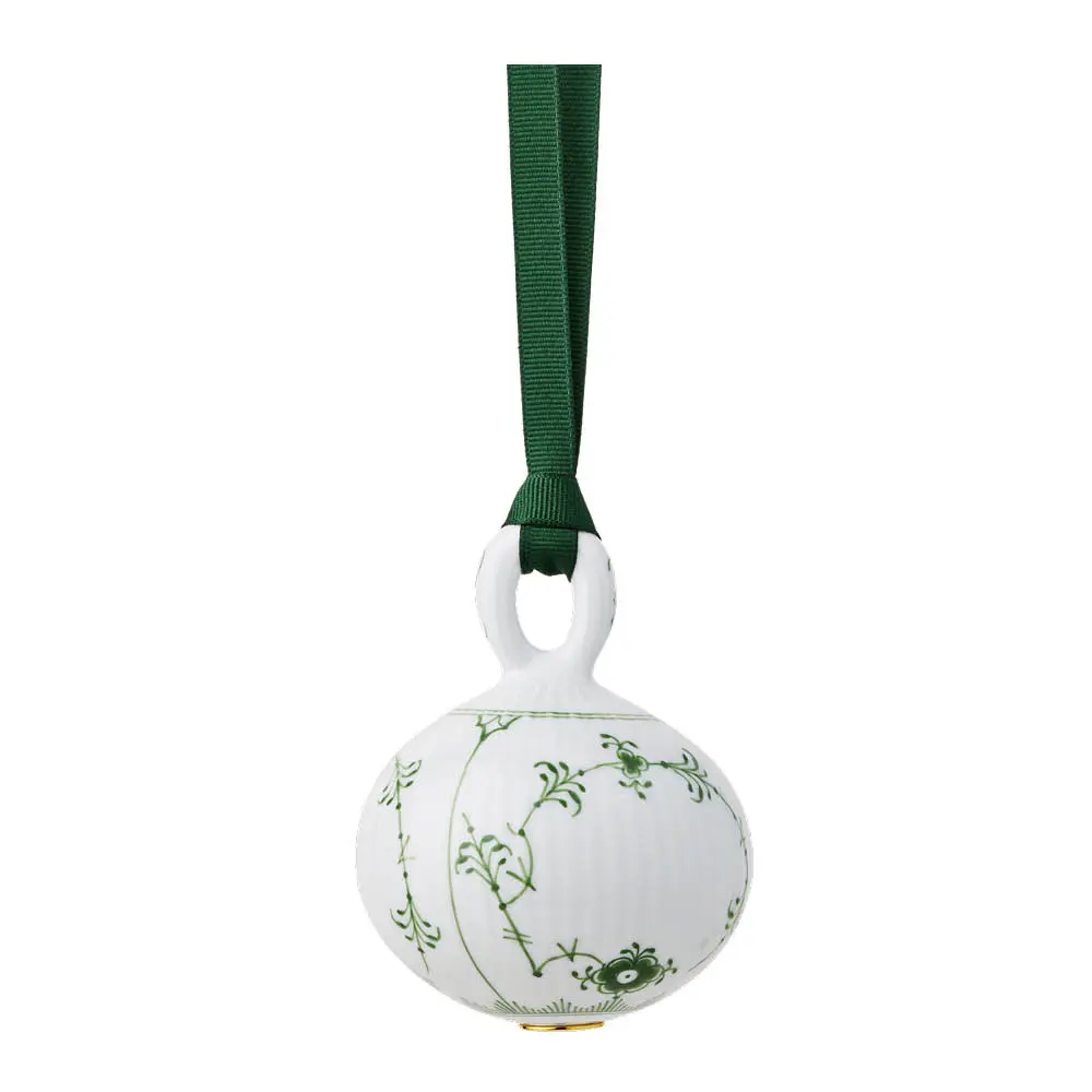 Grønn Musselmalt Riflet julekule 9,5 cm