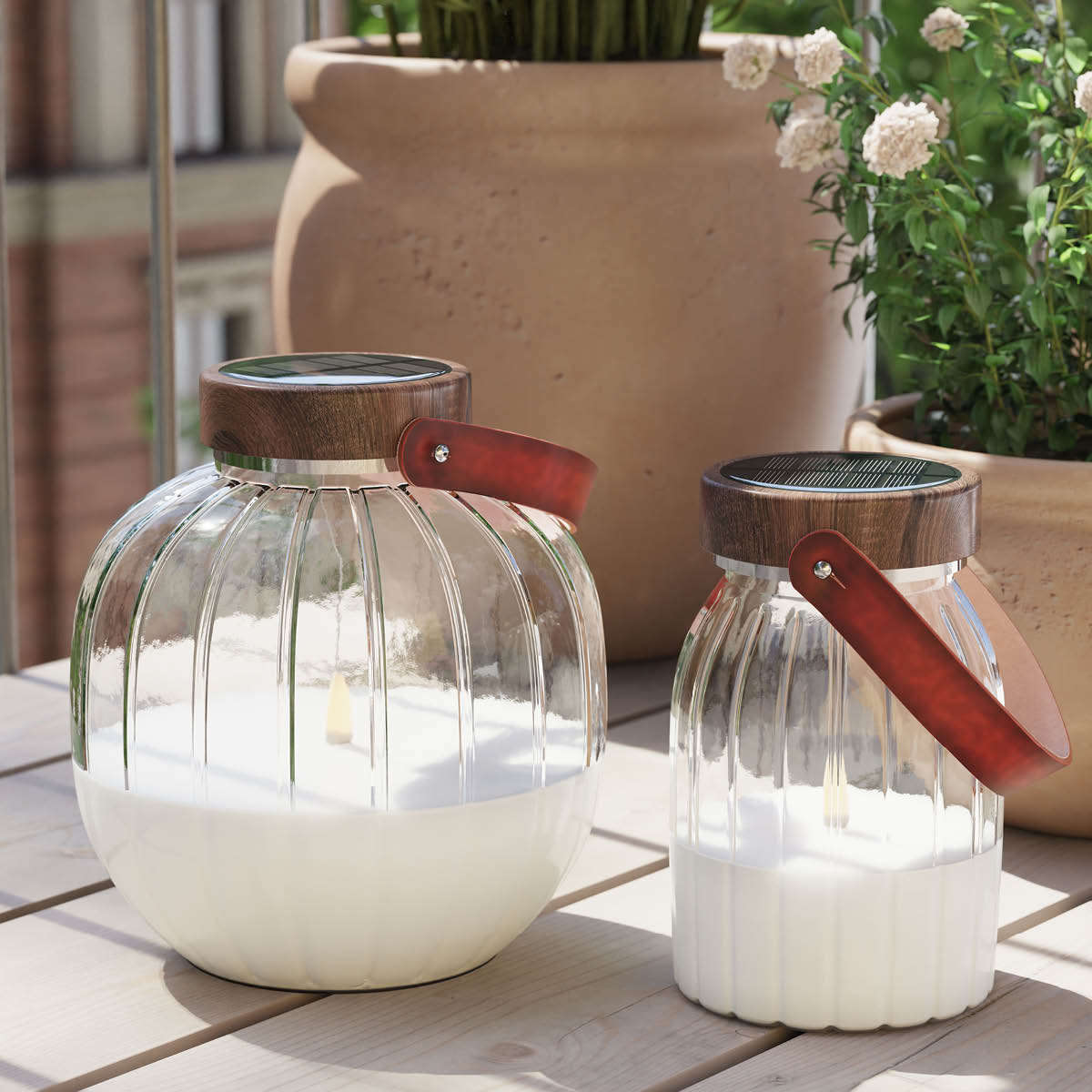 DeluxeHomeart LED glass lanterne 12 x 13 cm solcelledrevet