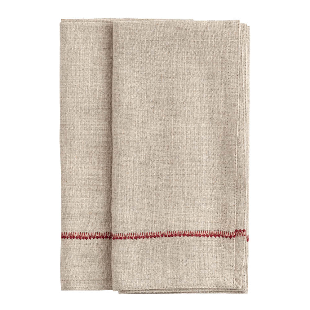 Chamois Brodert linserviett 50x50 cm 2 stk rød