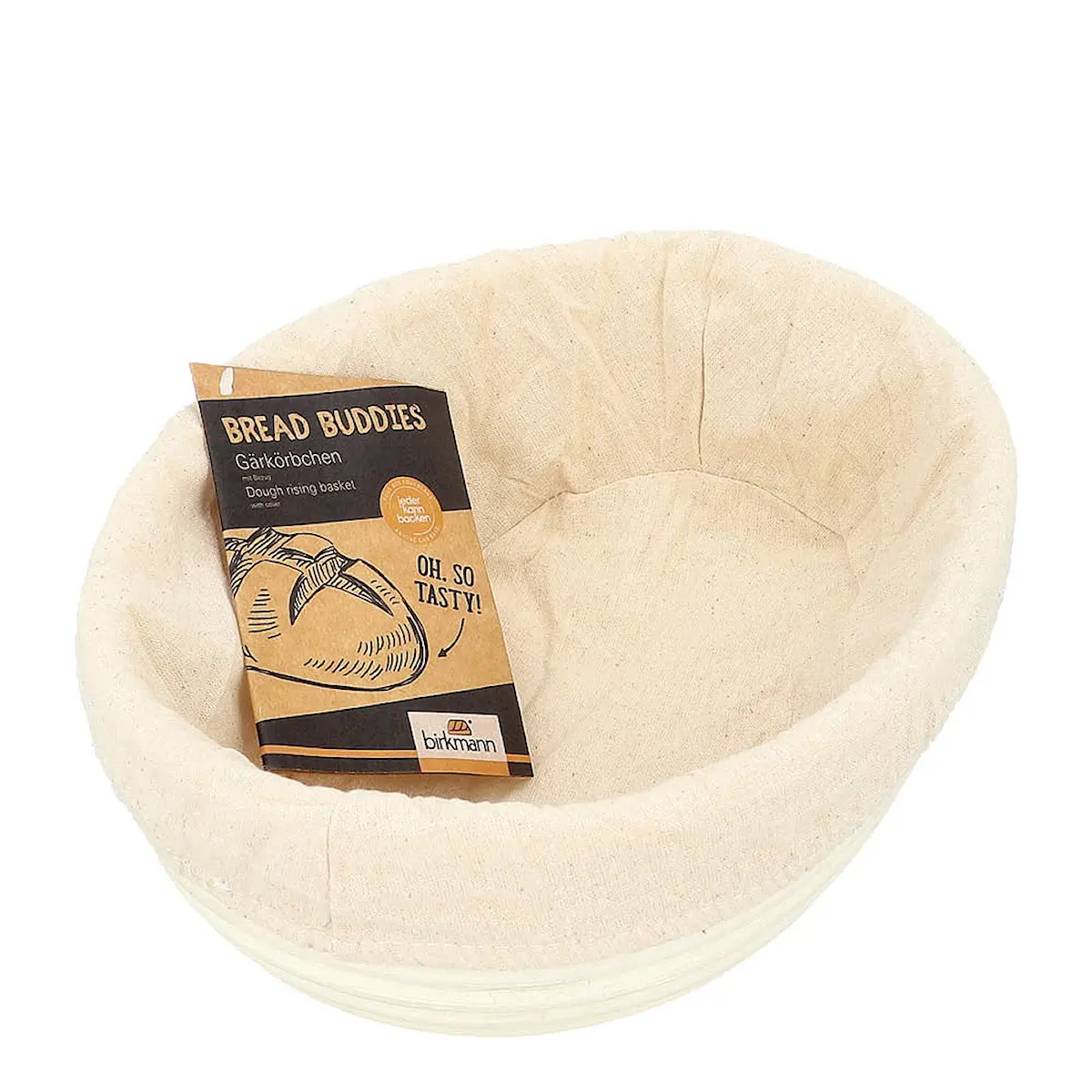 Birkmann Bread Buddies oval jäskorg med bomullsduk 24,5x18,5 cm
