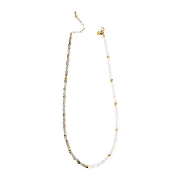 Beige Tones halsband 42 cm guld/grön