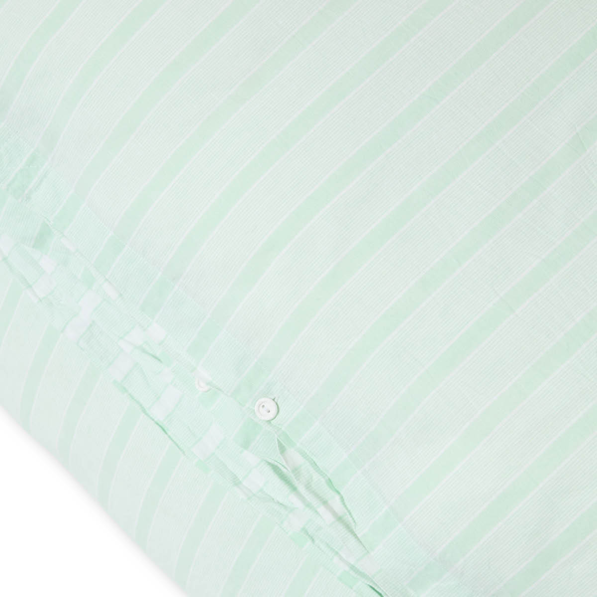 Lexington Striped Cotton Percale påslakanset 220x220 cm grön/vit