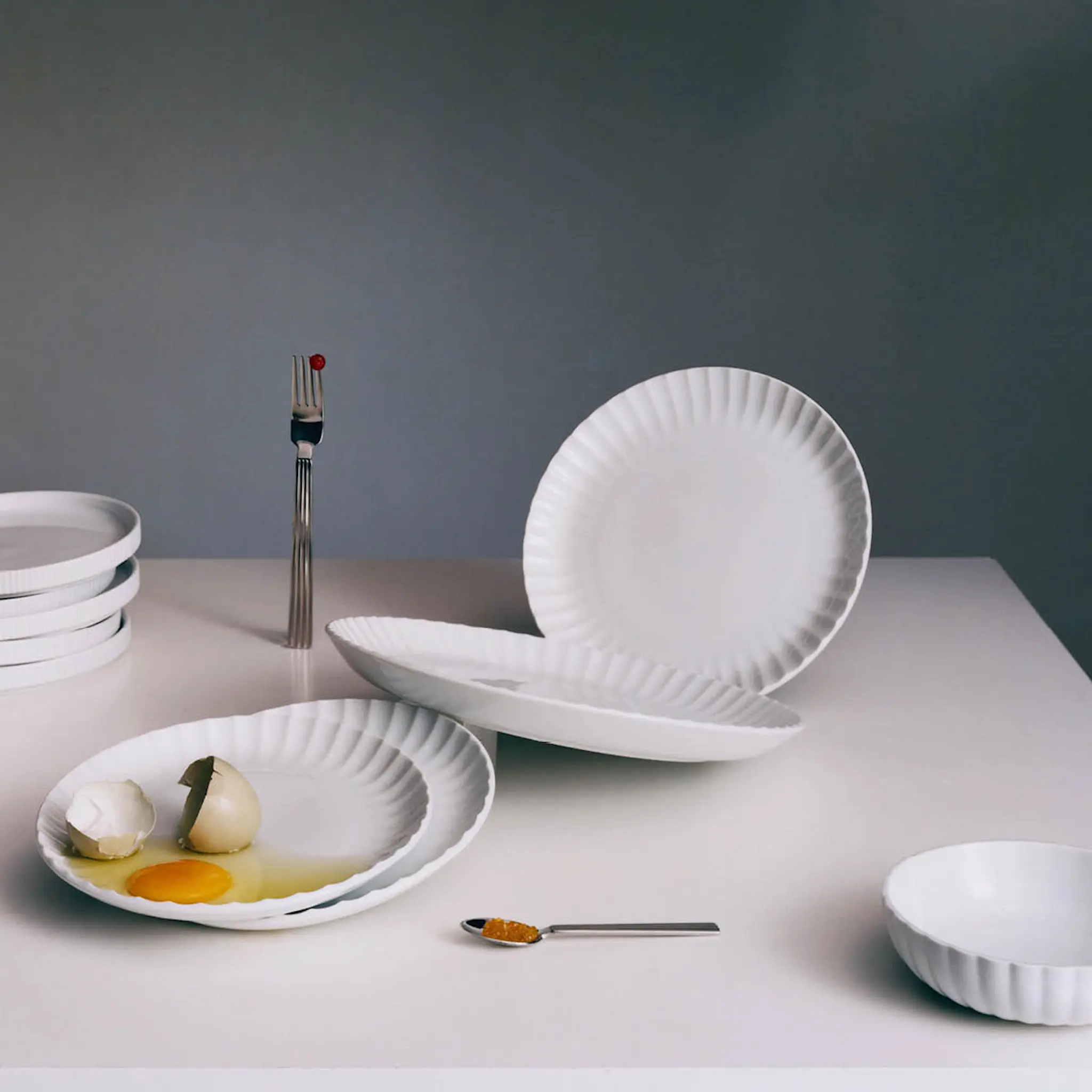 Georg Jensen Bernadotte coupe Lautanen 27,5 cm Valkoinen