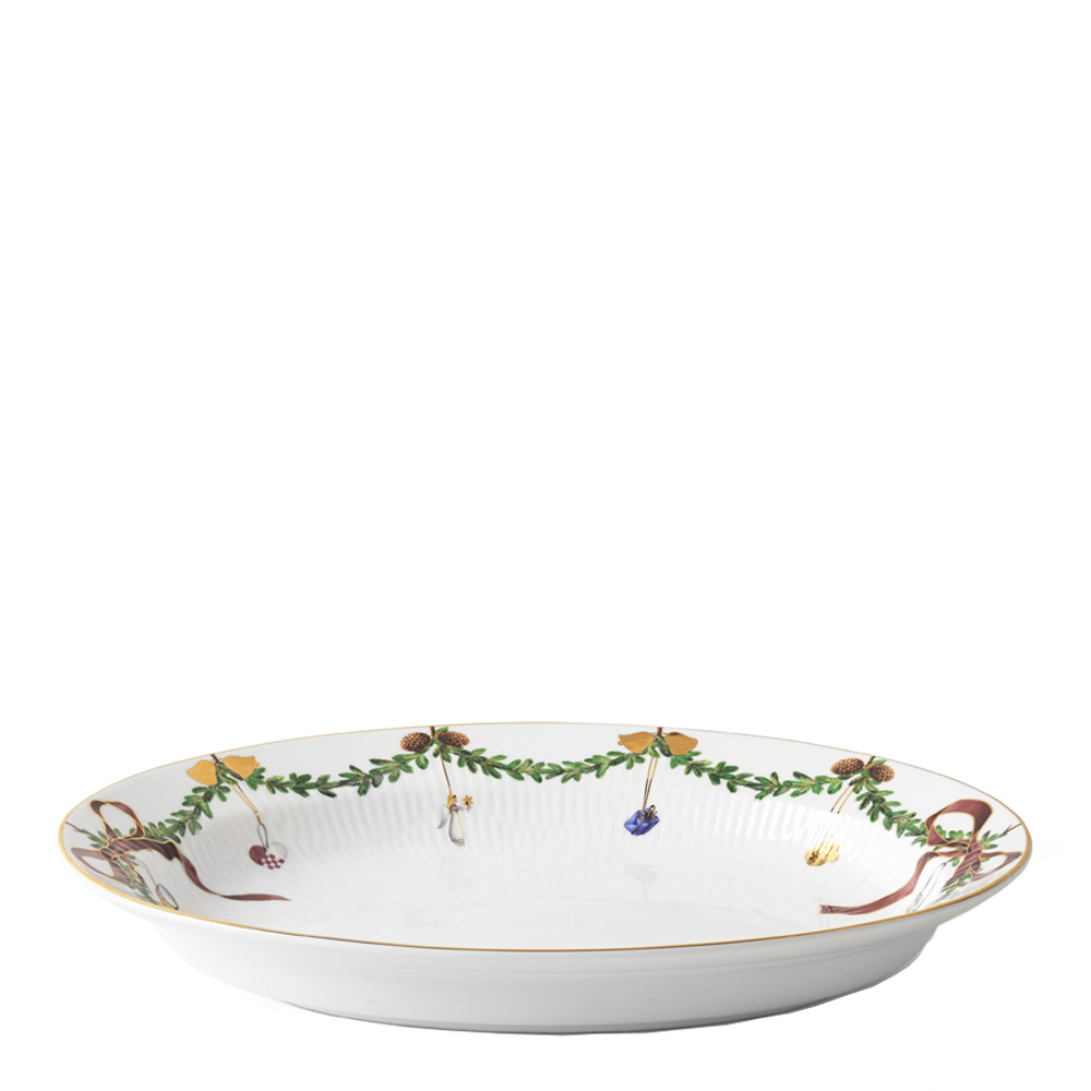 Royal Copenhagen Star Fluted Christmas Fat Oval 34 cm Vit