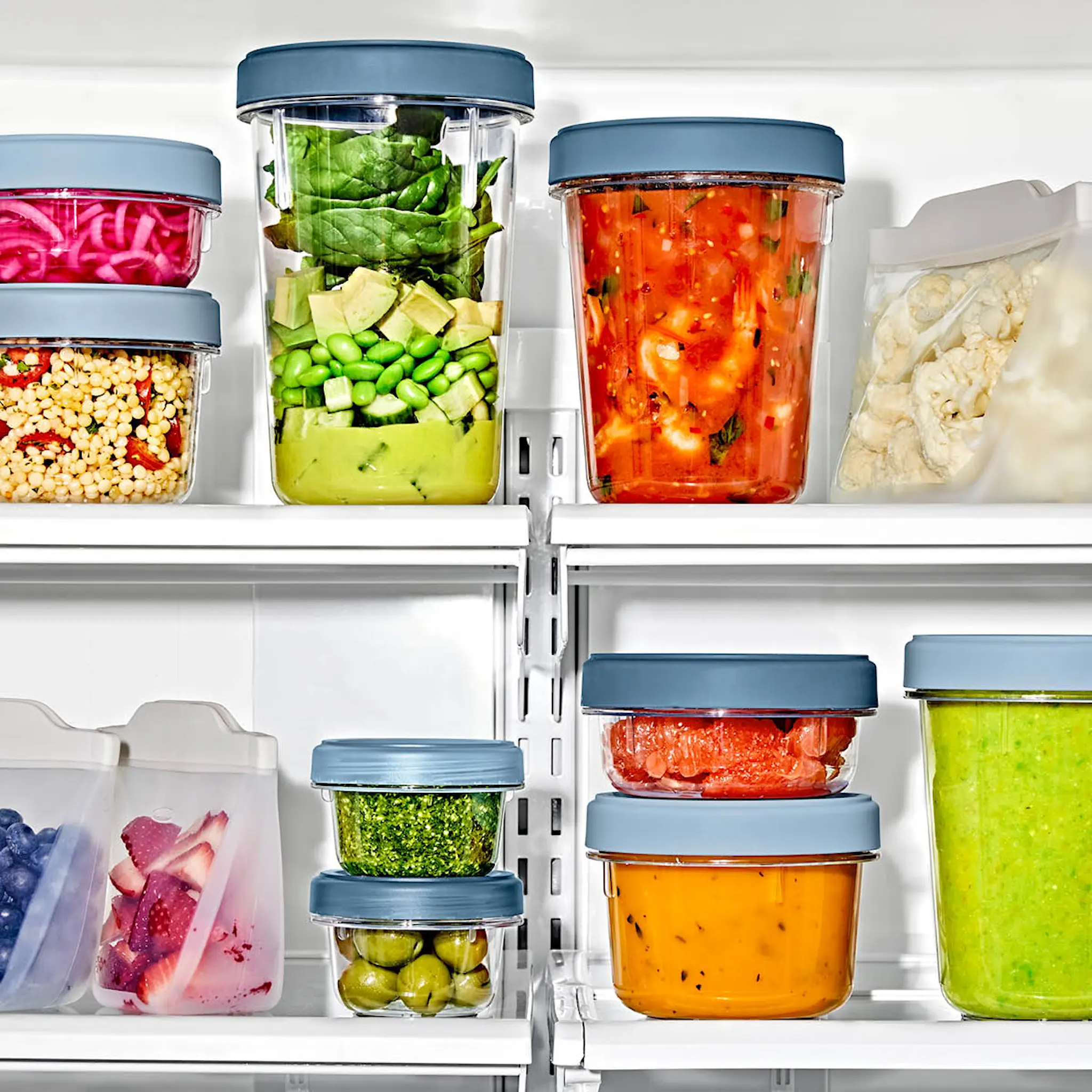 Oxo Twist & Stack förvaringsburk 59,2 cl 2-pack med lock klar/blå