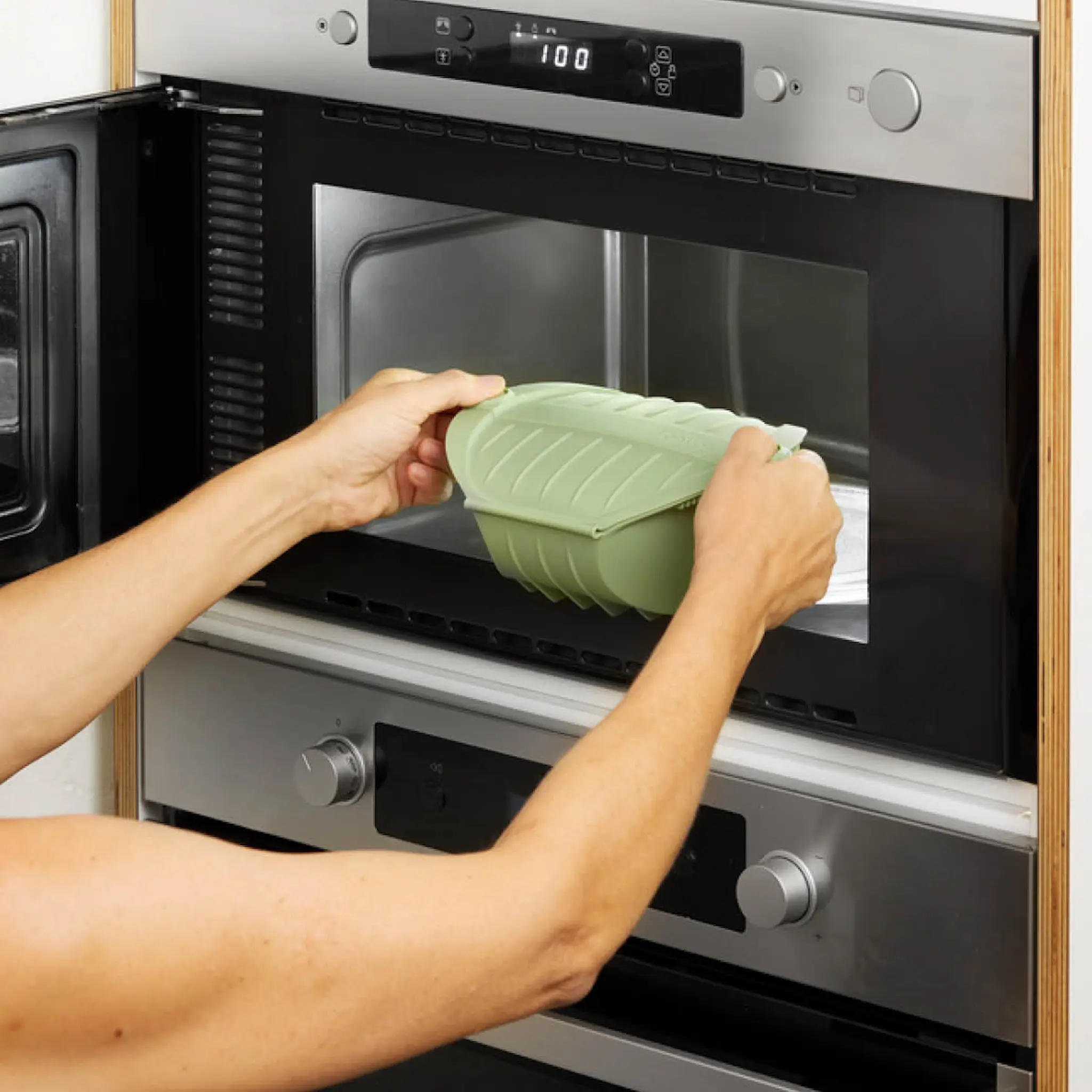 Lékué Ångkokare djup för mikrovågsugn 2 port. grön