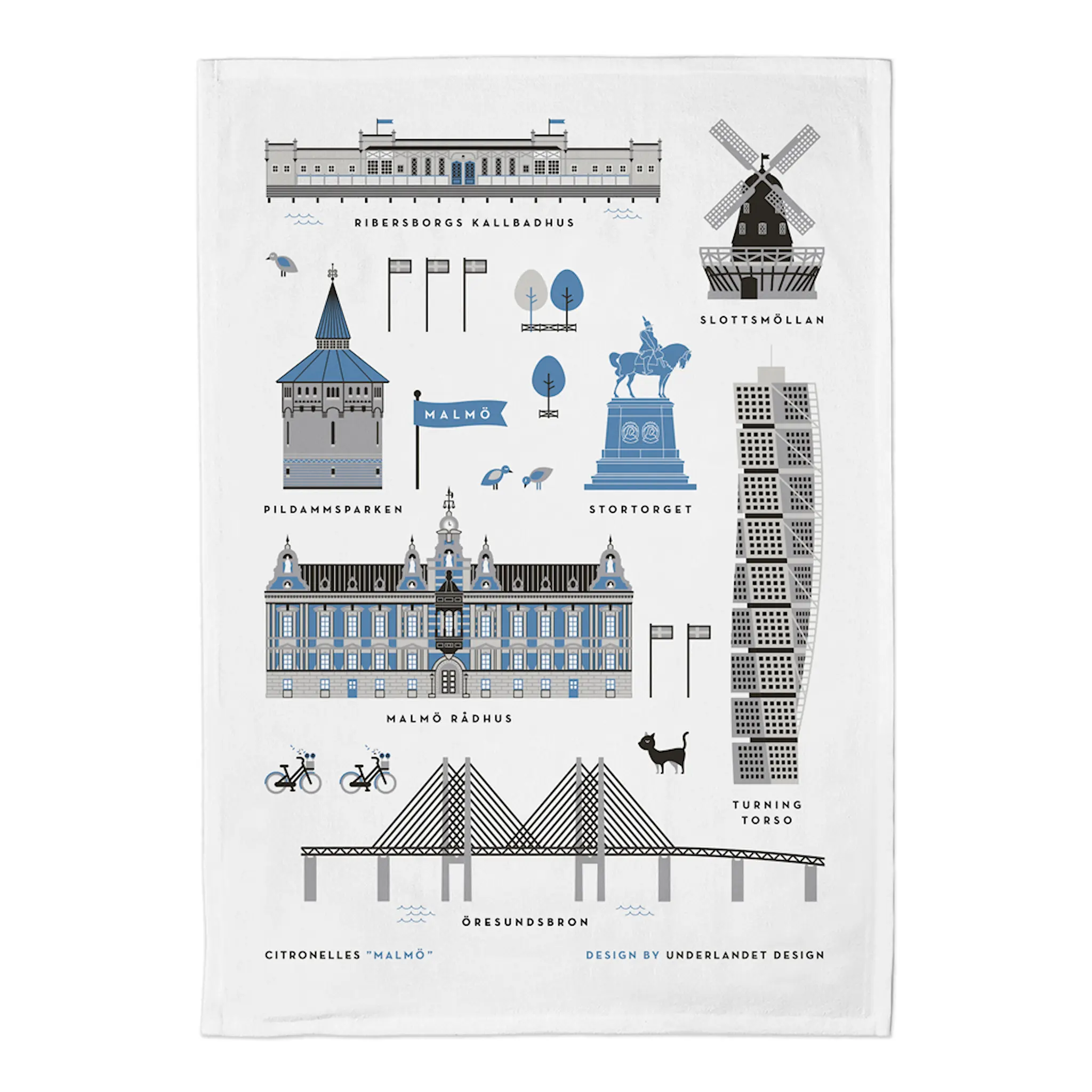 Citronelles Malmö Kökshandduk 50x70 cm Blå