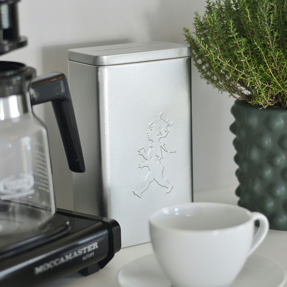 SOLSTICKAN Peltinen Kahvipurkki Hopea