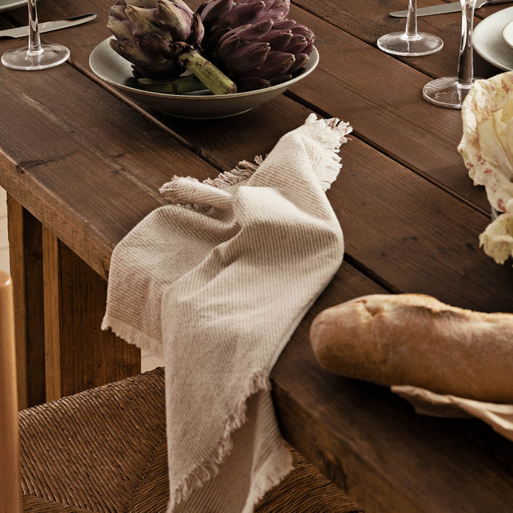 Broste Copenhagen Elouise tygservett 45x45 cm fungi/offwhite