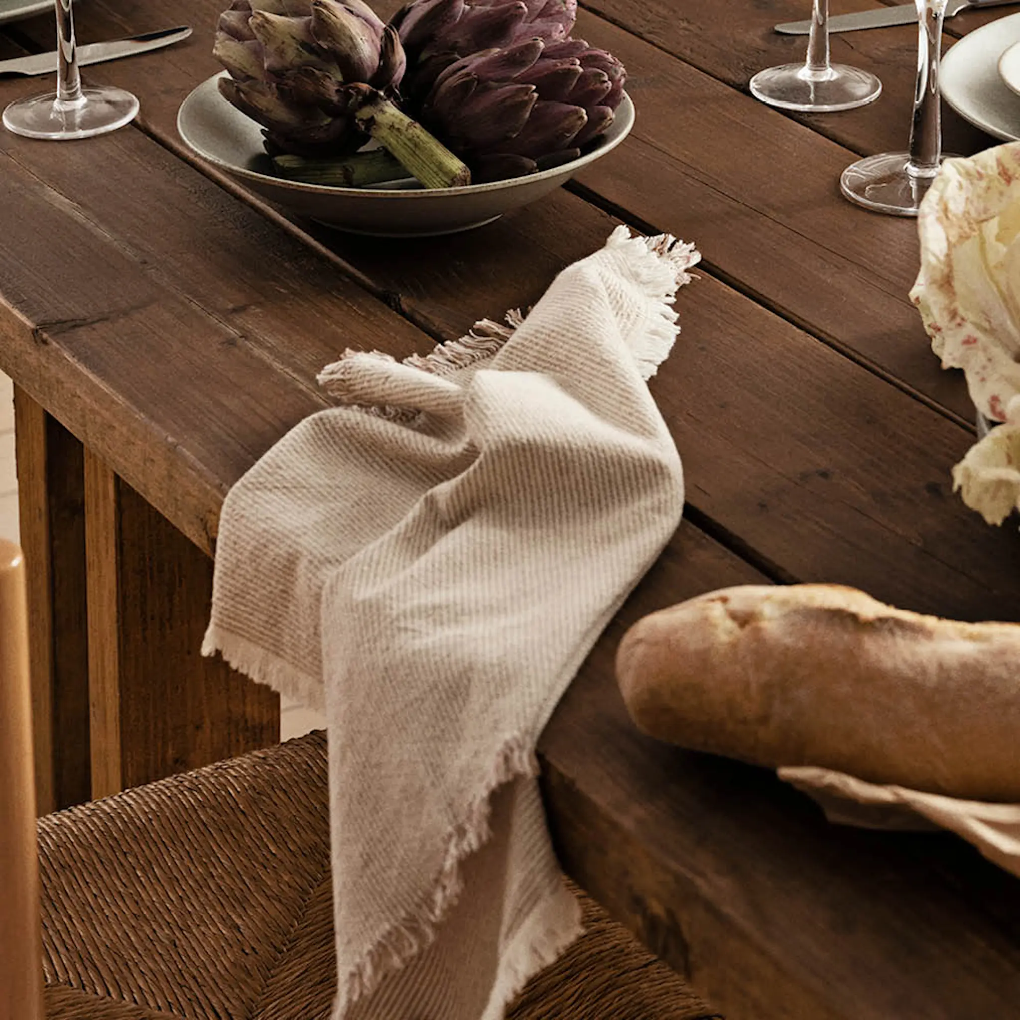 Broste Copenhagen Elouise tygservett 45x45 cm fungi/offwhite