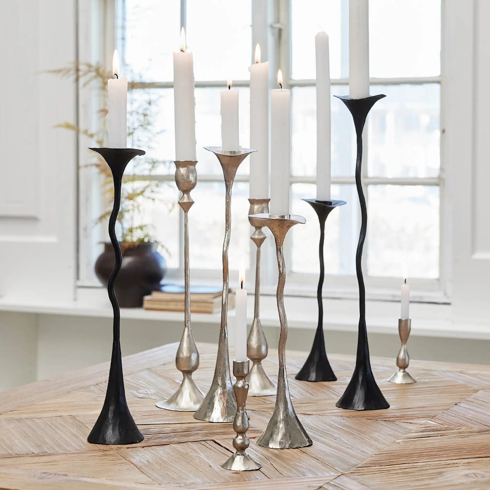 Lene Bjerre Ingrid lysestake 27 cm sølv hover