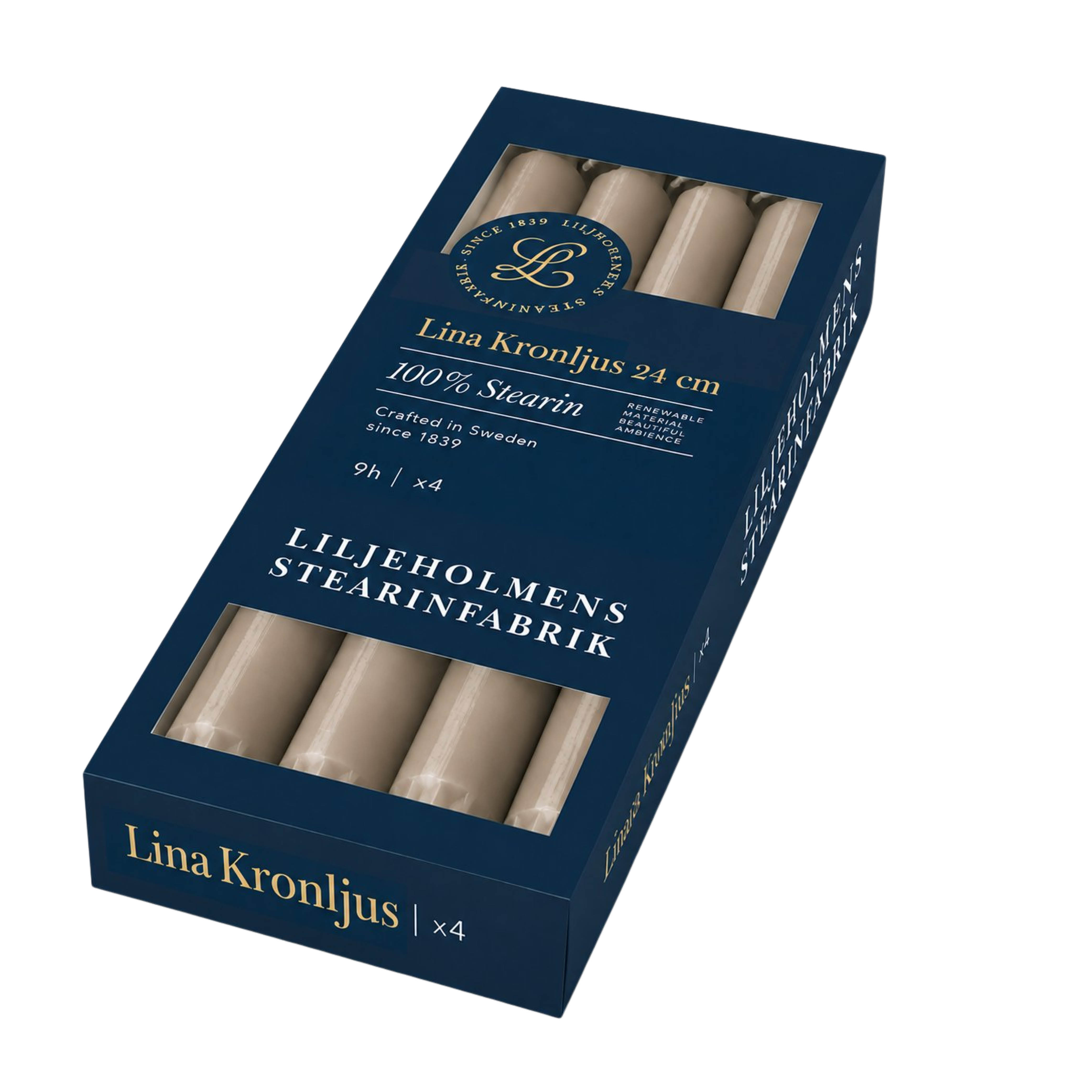 Liljeholmens Lina kronljus 24 cm 4-pack nougat