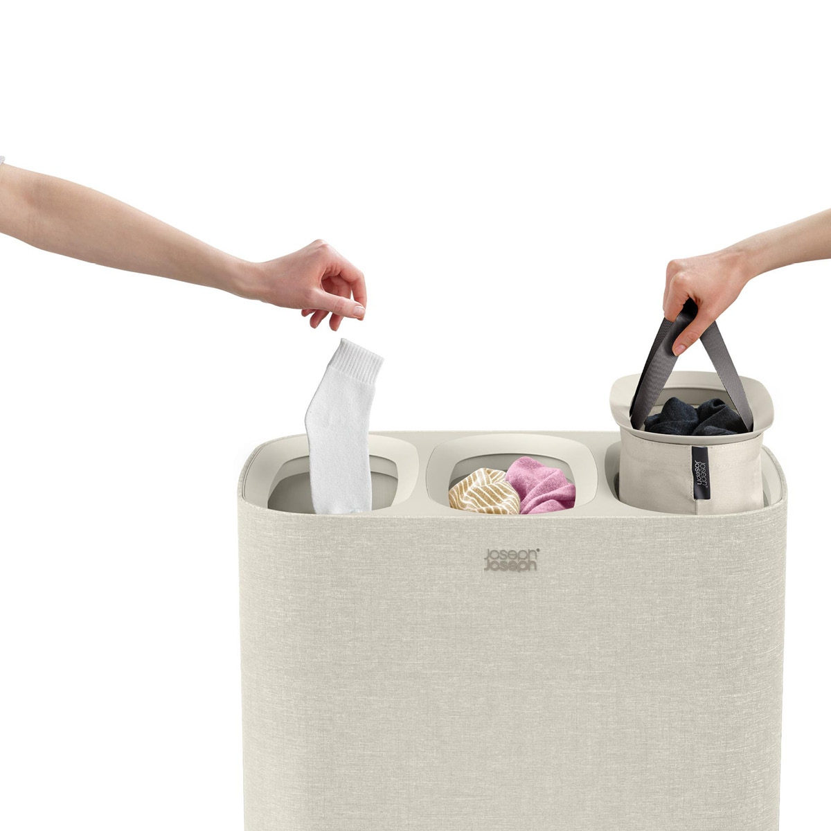 Joseph Joseph Tota Trio skittentøyskurv 90L ecru