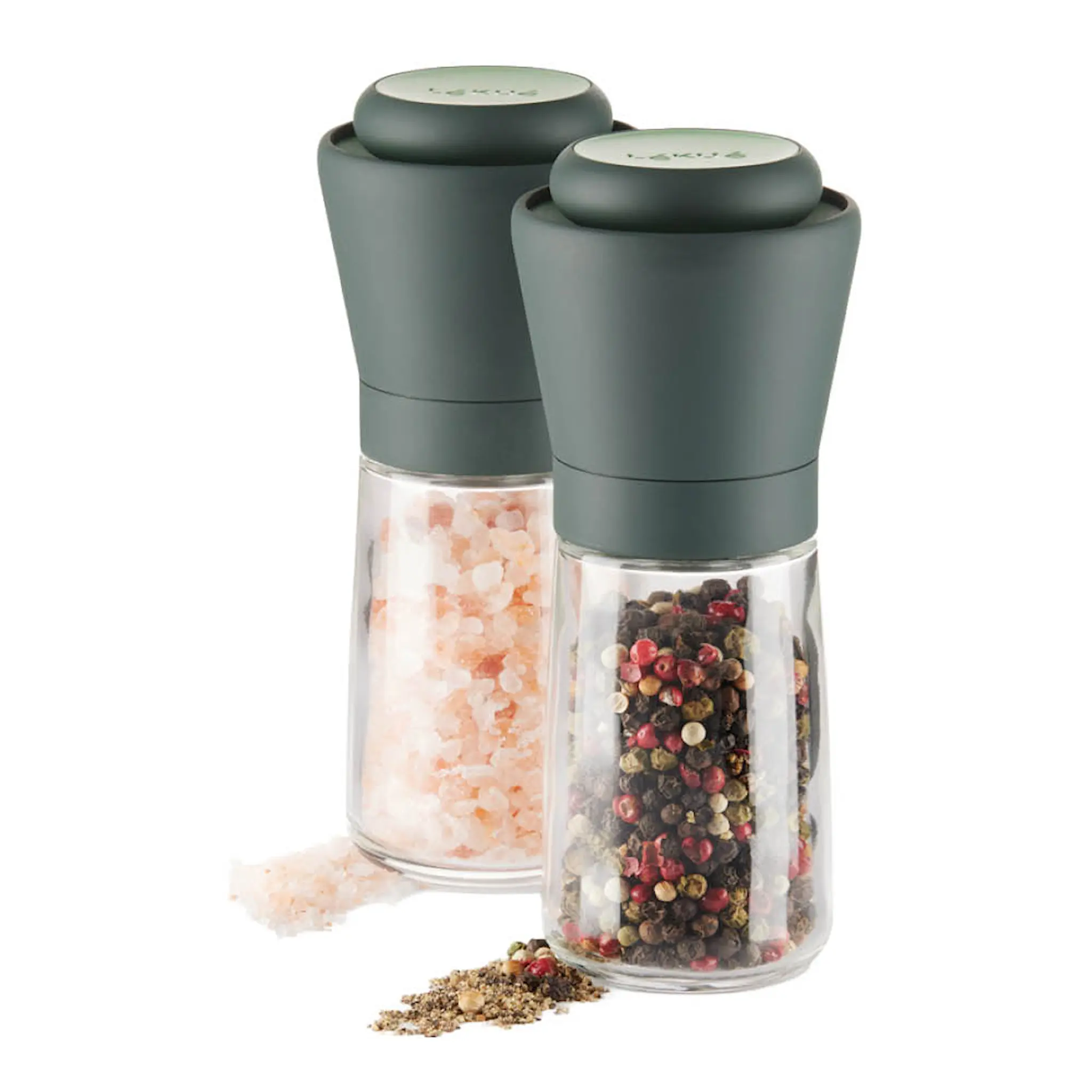 Lékué Saltkvarn och pepparkvarn 15,2 cm 2 delar grå/klar