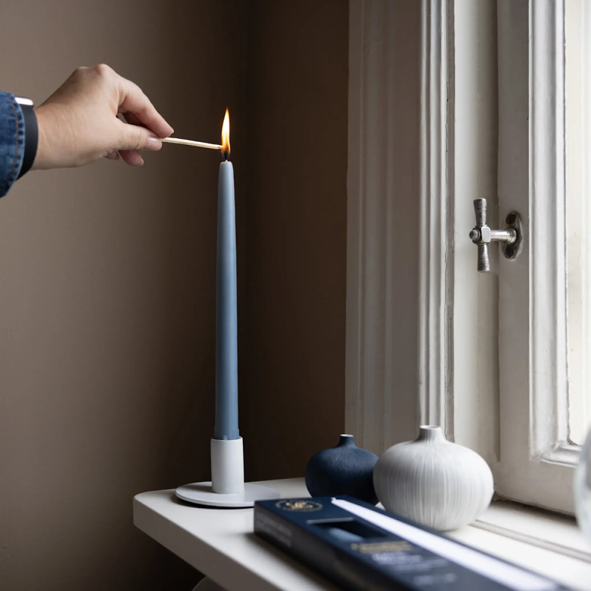 Liljeholmens Christina antikljus 26 cm 4-pack duvblå