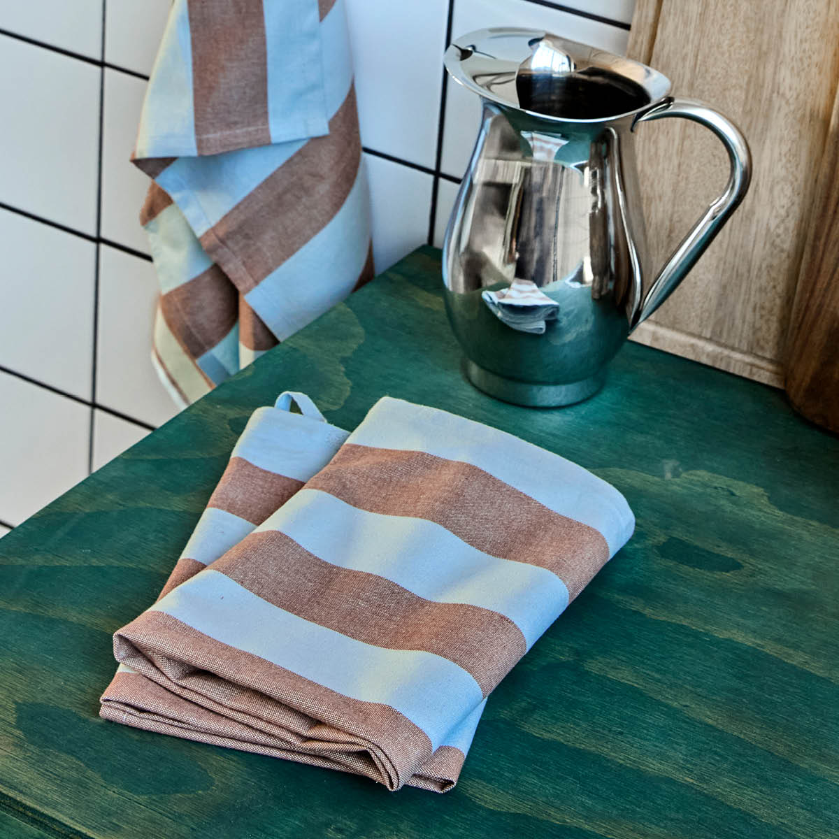 House Doctor Cook Keittiöpyyhe 75x55 cm 3 kpl Vaaleansininen/Ruskea