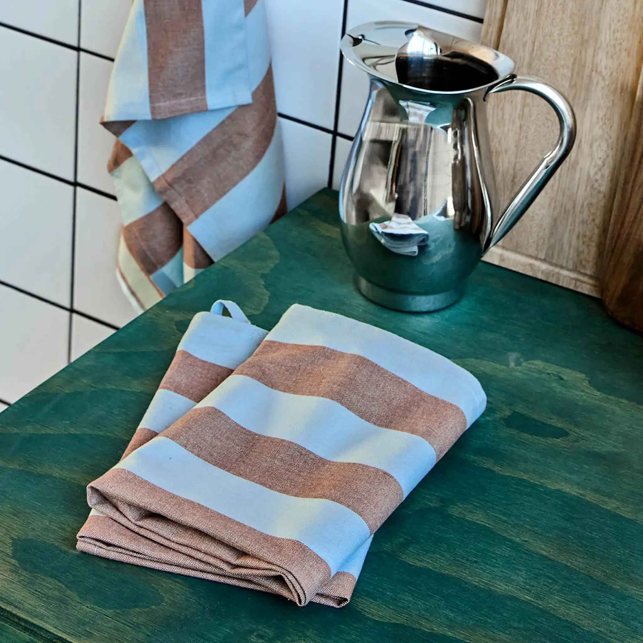 House Doctor Cook Keittiöpyyhe 75x55 cm 3 kpl Vaaleansininen/Ruskea