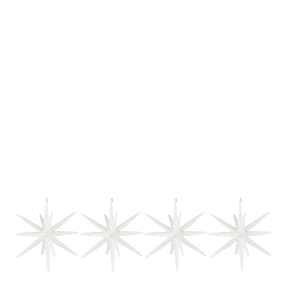 Spike Joulukuusenkoriste tähti 12 cm 4 kpl Valkoinen